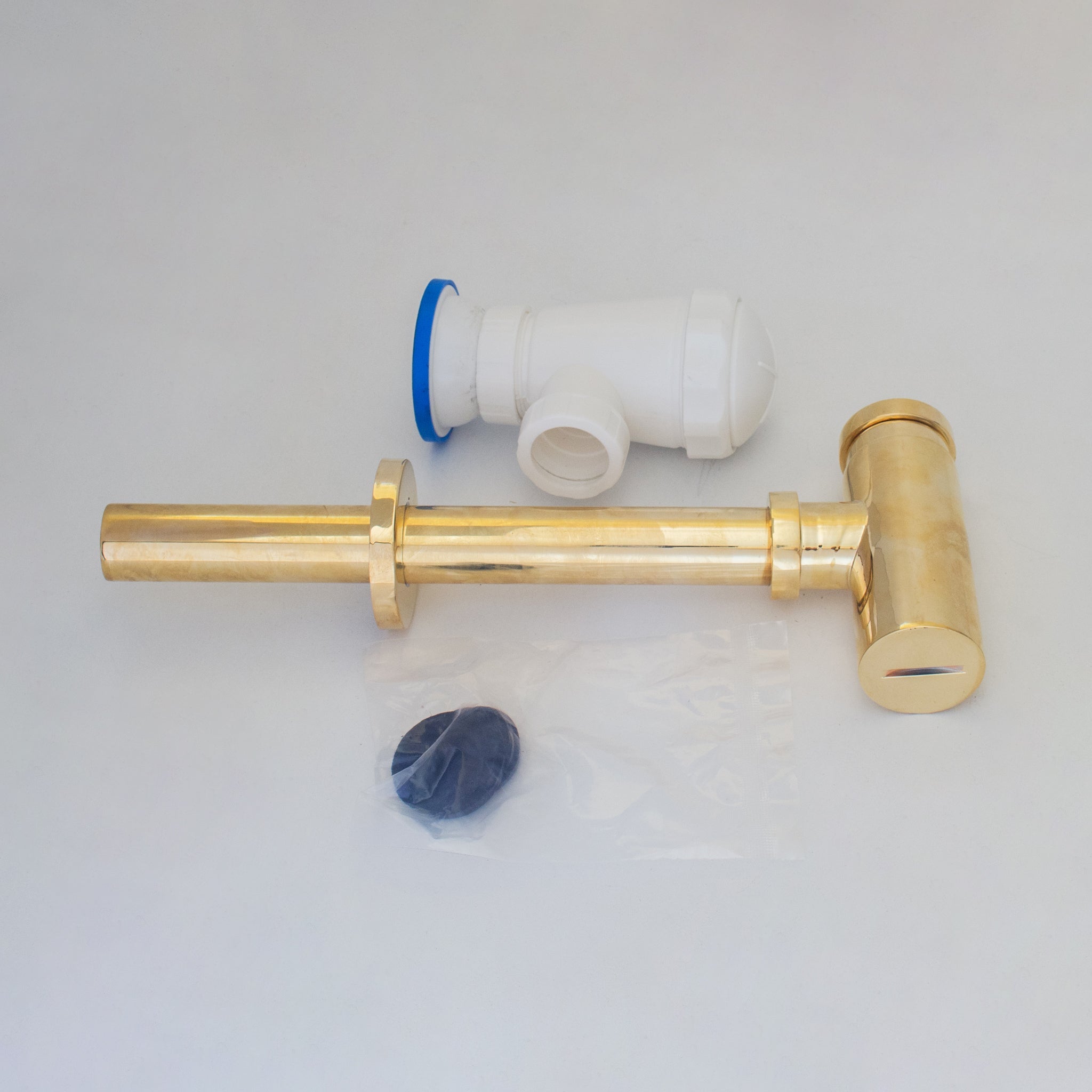 Round Solid Brass Bottle P - Trap & Push - Up Drain - Insideast