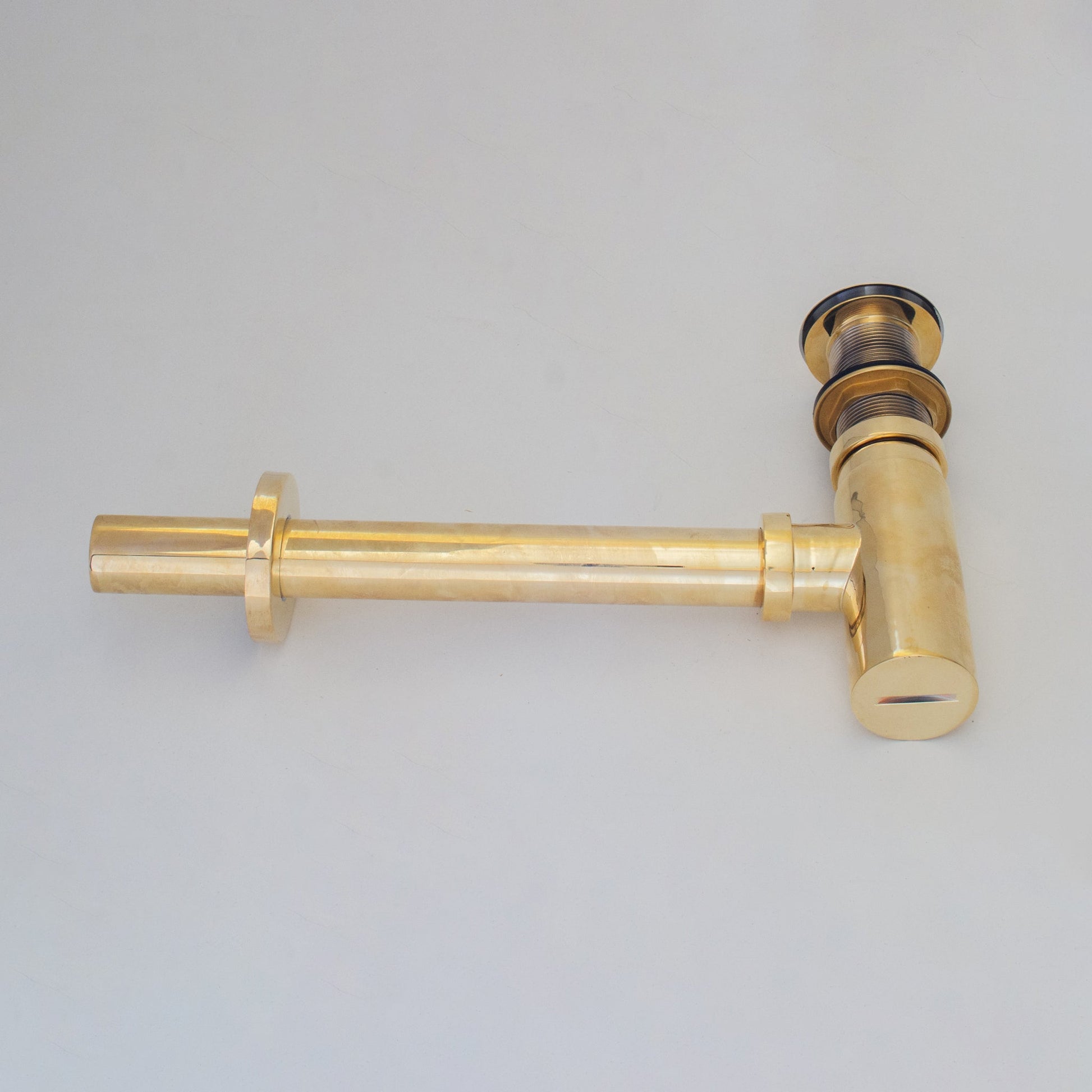 Round Solid Brass Bottle P - Trap & Push - Up Drain - Insideast