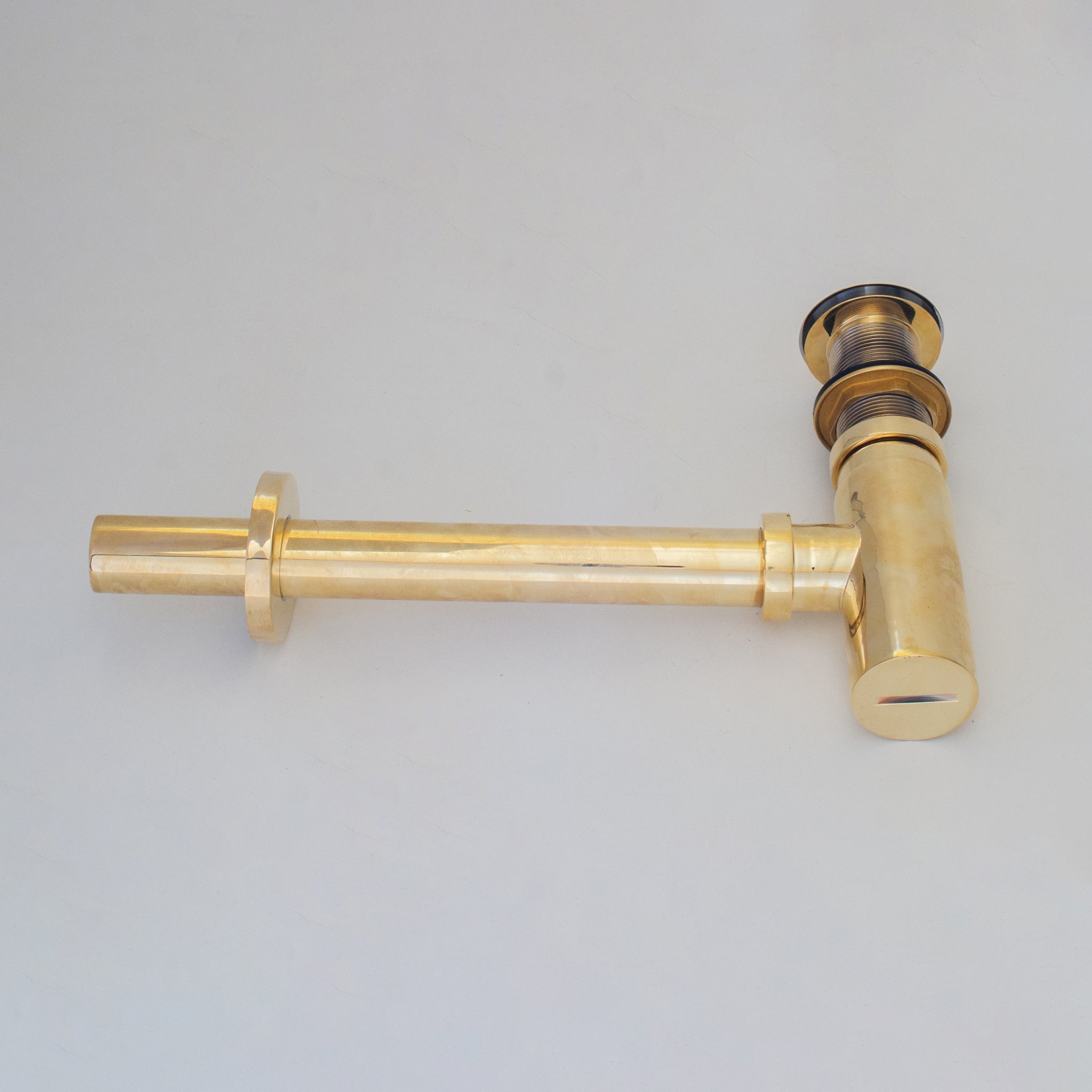 Round Solid Brass Bottle P - Trap & Push - Up Drain - Insideast