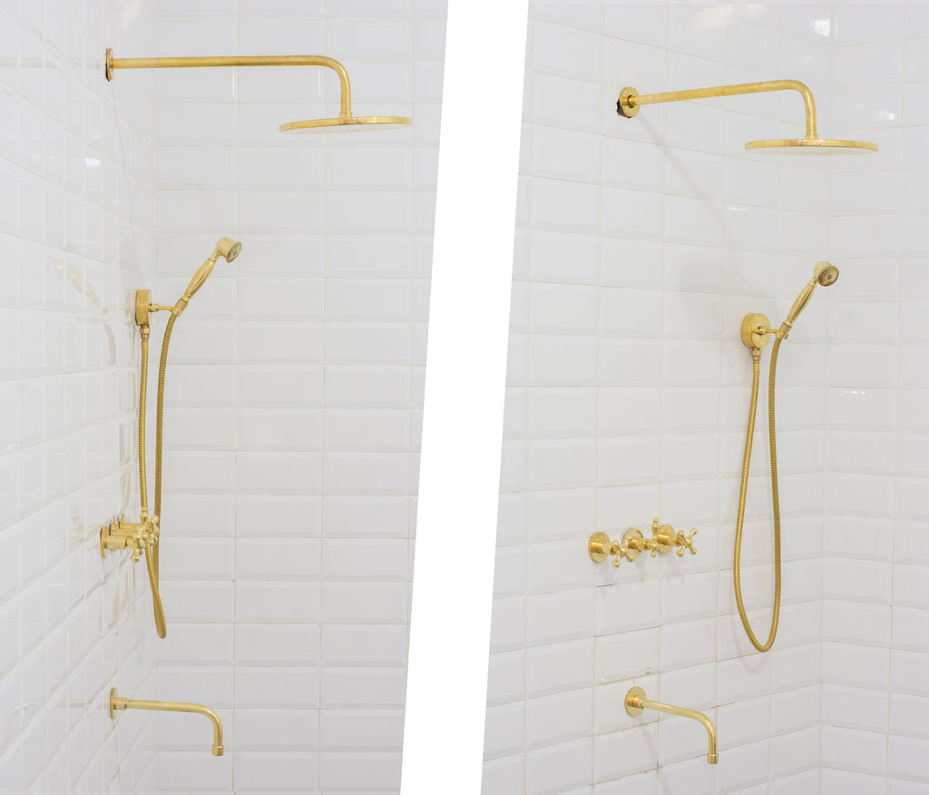 Unlacquered Brass Shower | Rain Shower Set | 3 Options