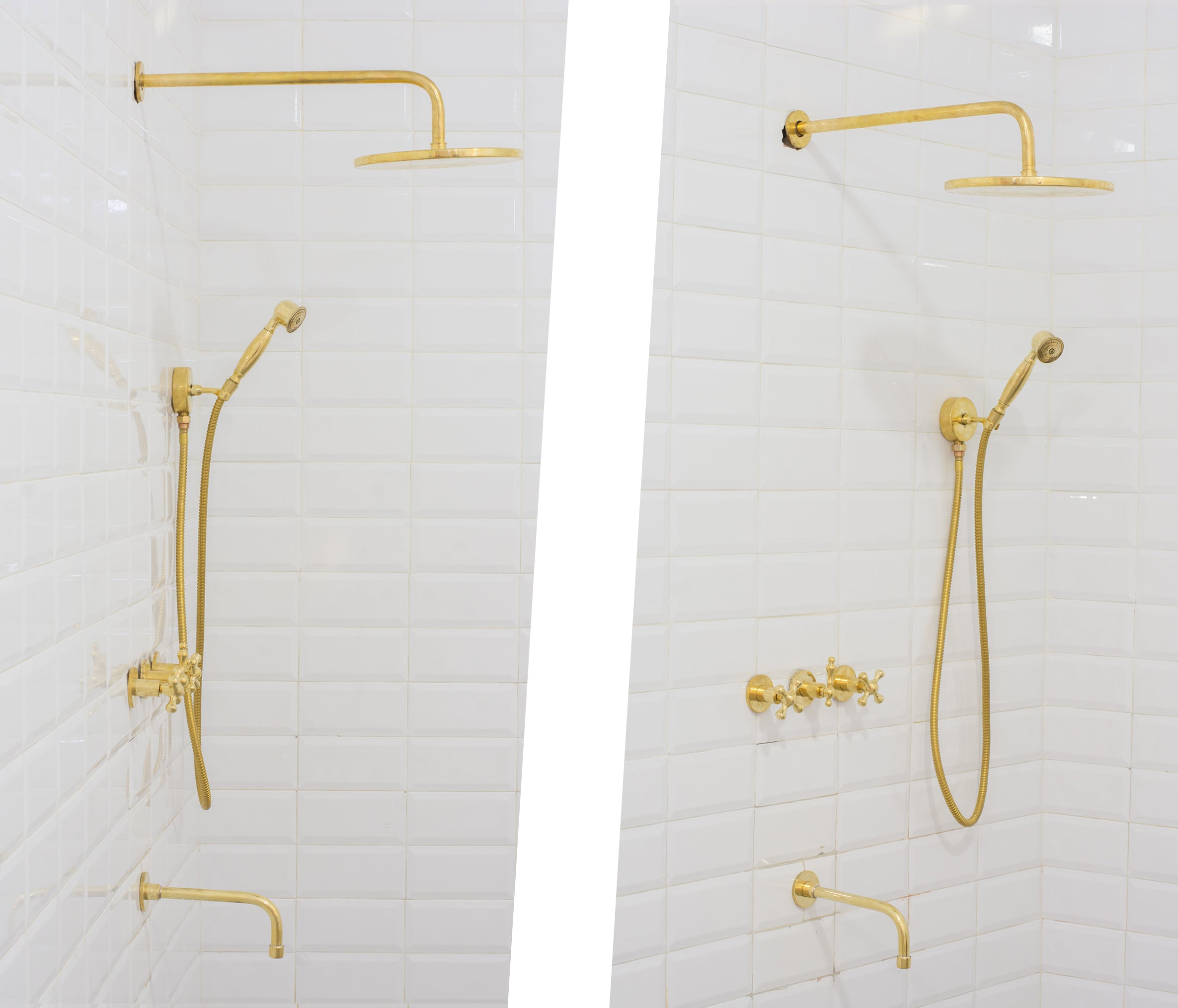 Unlacquered Brass Shower | Rain Shower Set | 3 Options