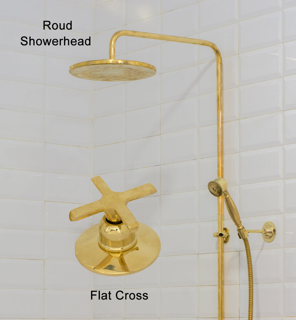 Heritage - Unlacquered Brass Exposed Shower System With Handheld