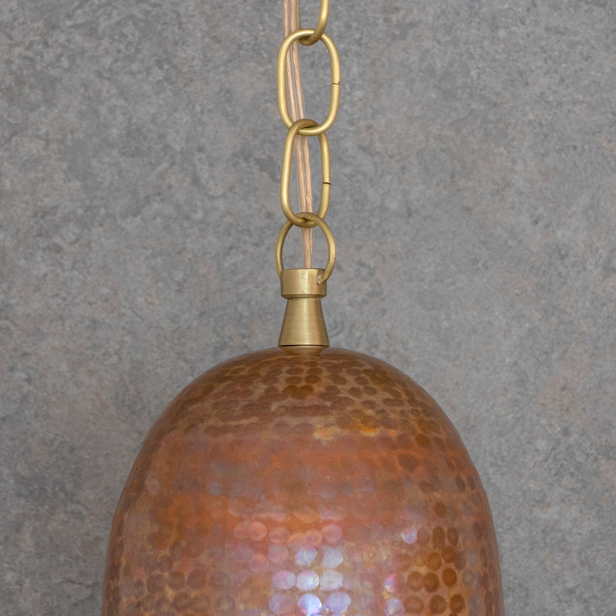 Rustic Industrial Copper Dome Light - Handcrafted Moroccan Pendant - Large Hammered Copper Ceiling Fixture - Insideast