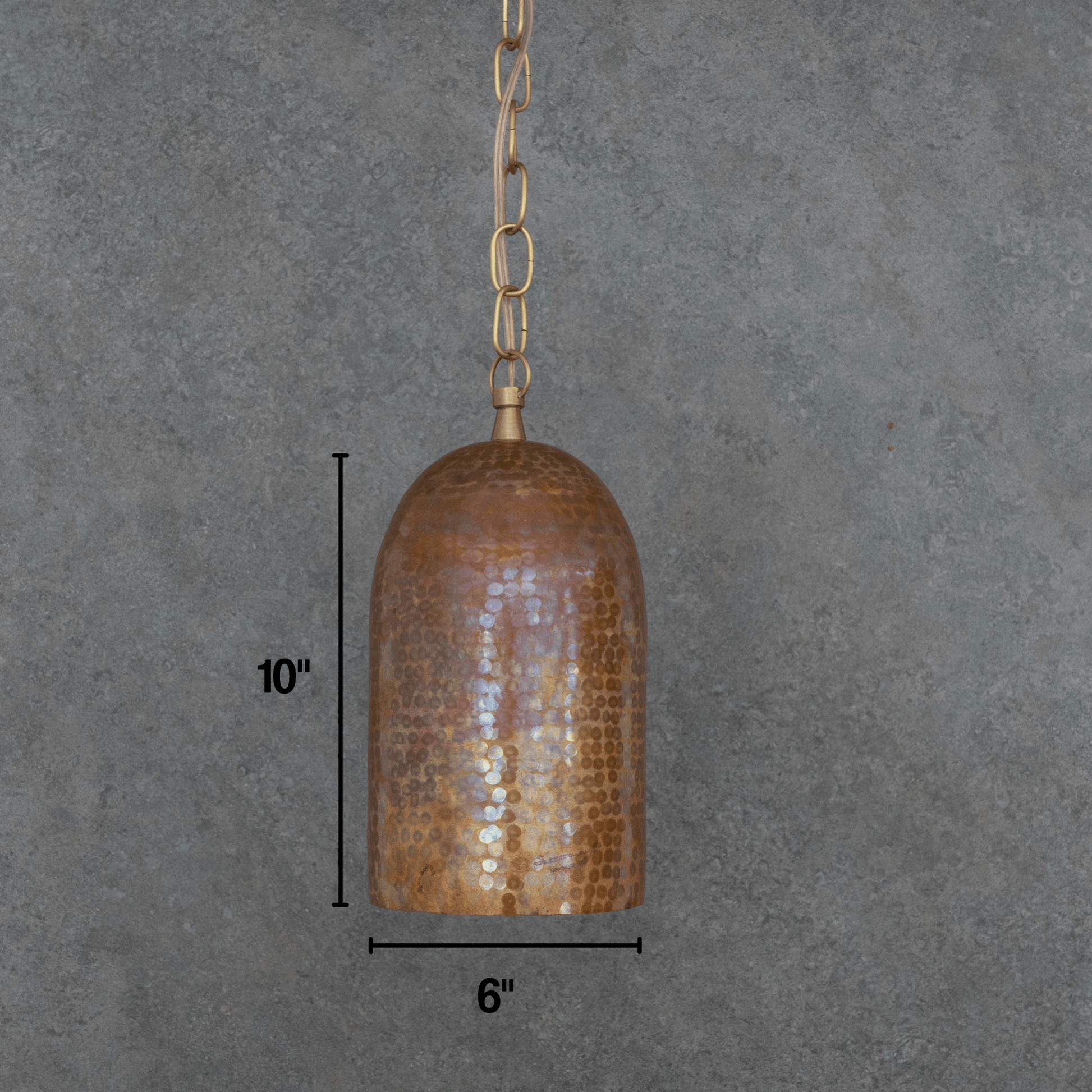 Rustic Industrial Copper Dome Light - Handcrafted Moroccan Pendant - Large Hammered Copper Ceiling Fixture - Insideast