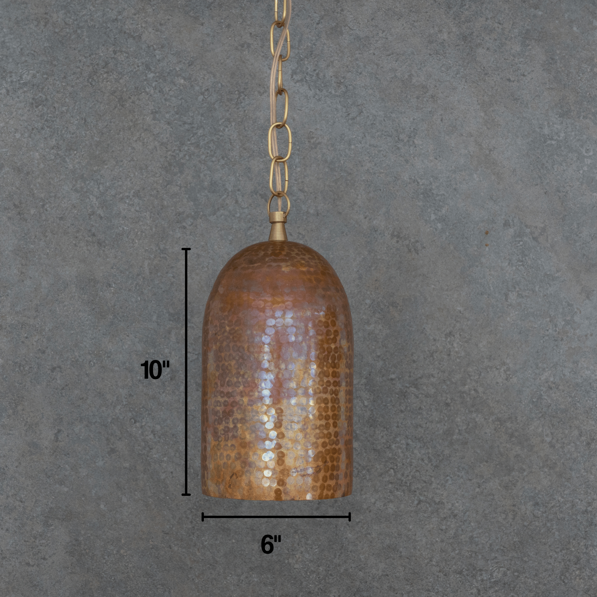 Rustic Industrial Copper Dome Light - Handcrafted Moroccan Pendant - Large Hammered Copper Ceiling Fixture - Insideast