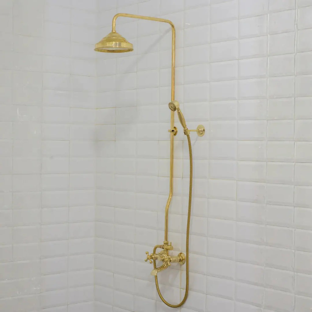 Heritage - Unlacquered Brass Exposed Shower System With Tub Filler