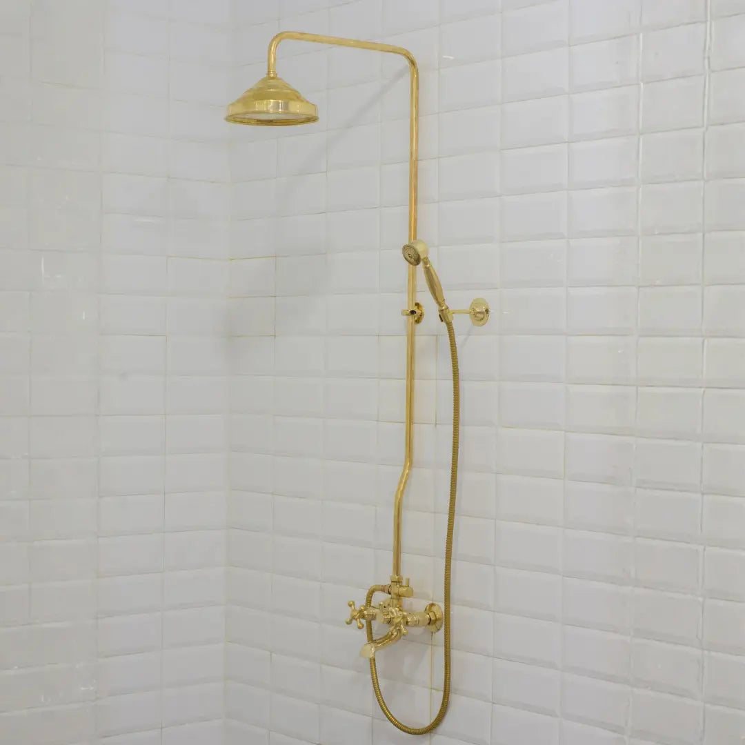 Heritage - Unlacquered Brass Exposed Shower System With Tub Filler