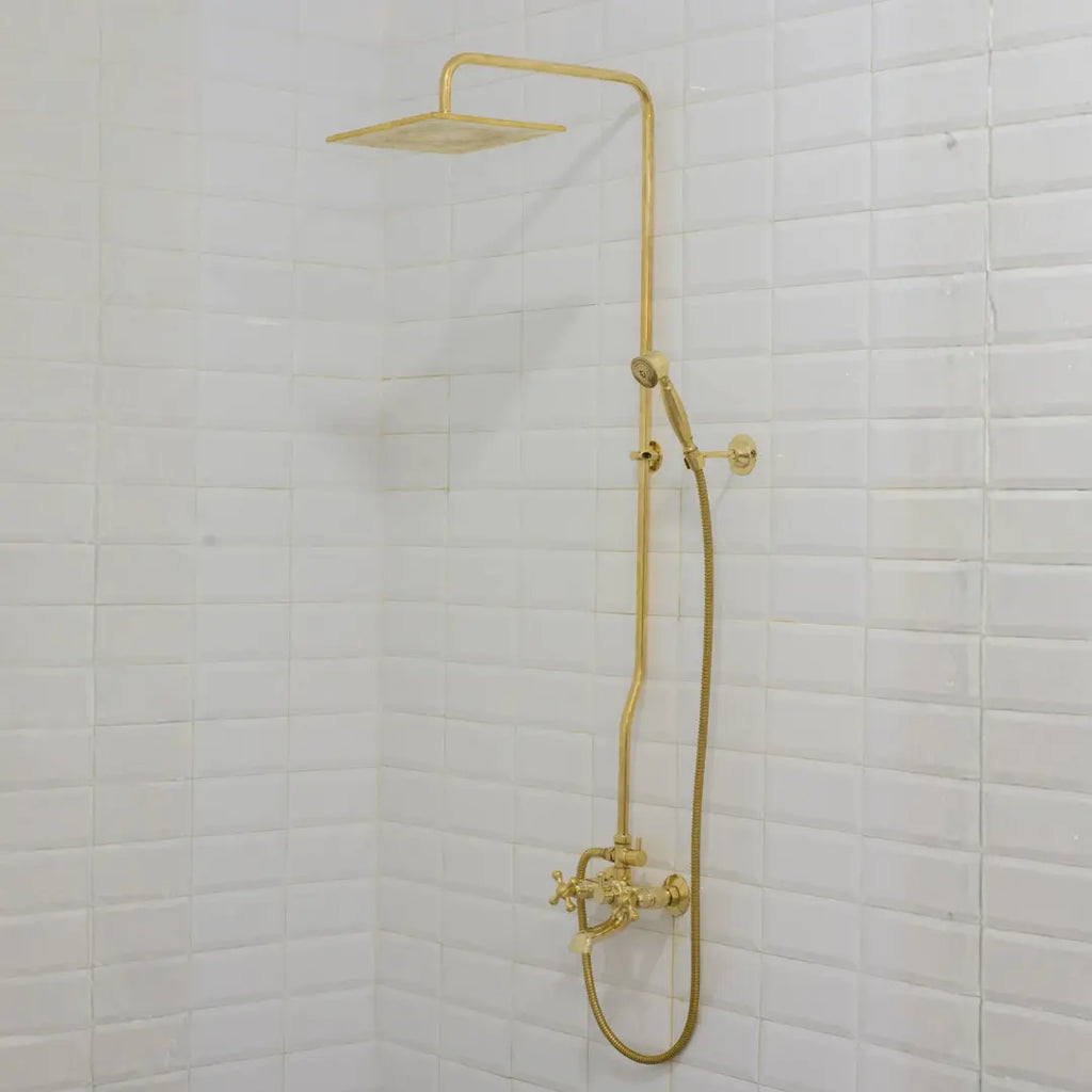 Heritage - Unlacquered Brass Exposed Shower System With Tub Filler