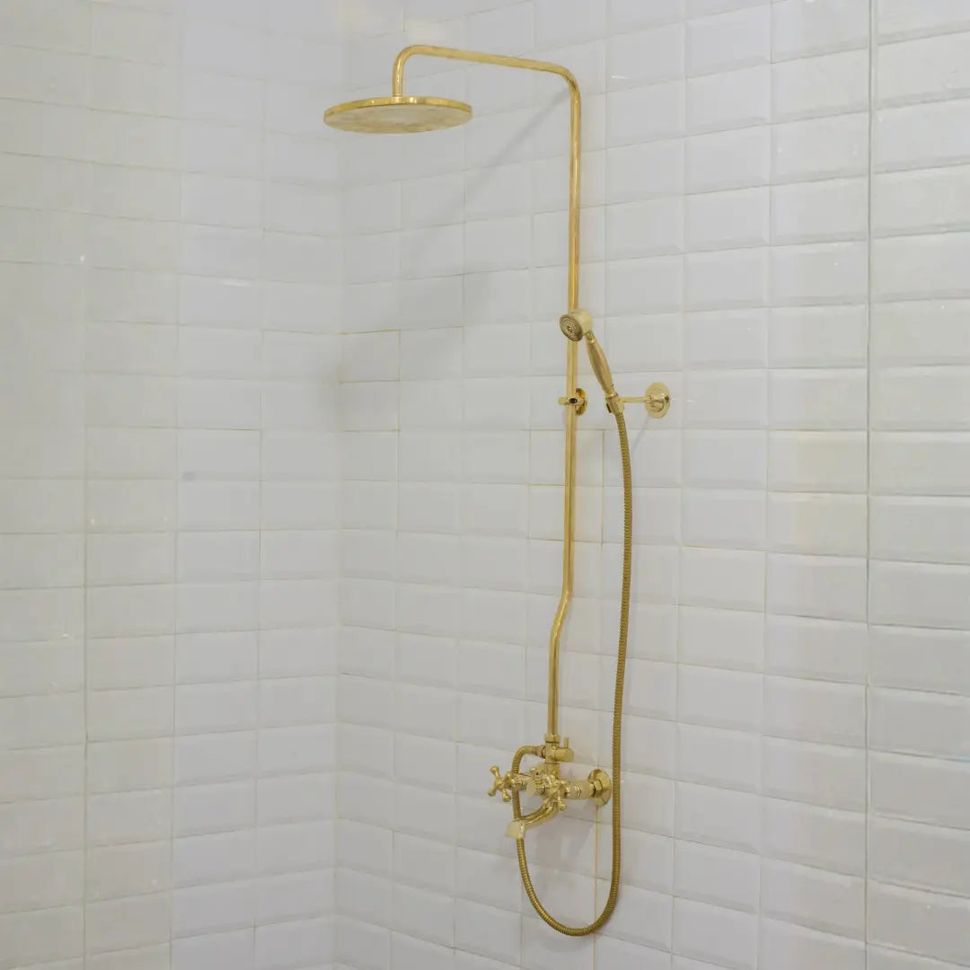 Heritage - Unlacquered Brass Exposed Shower System With Tub Filler