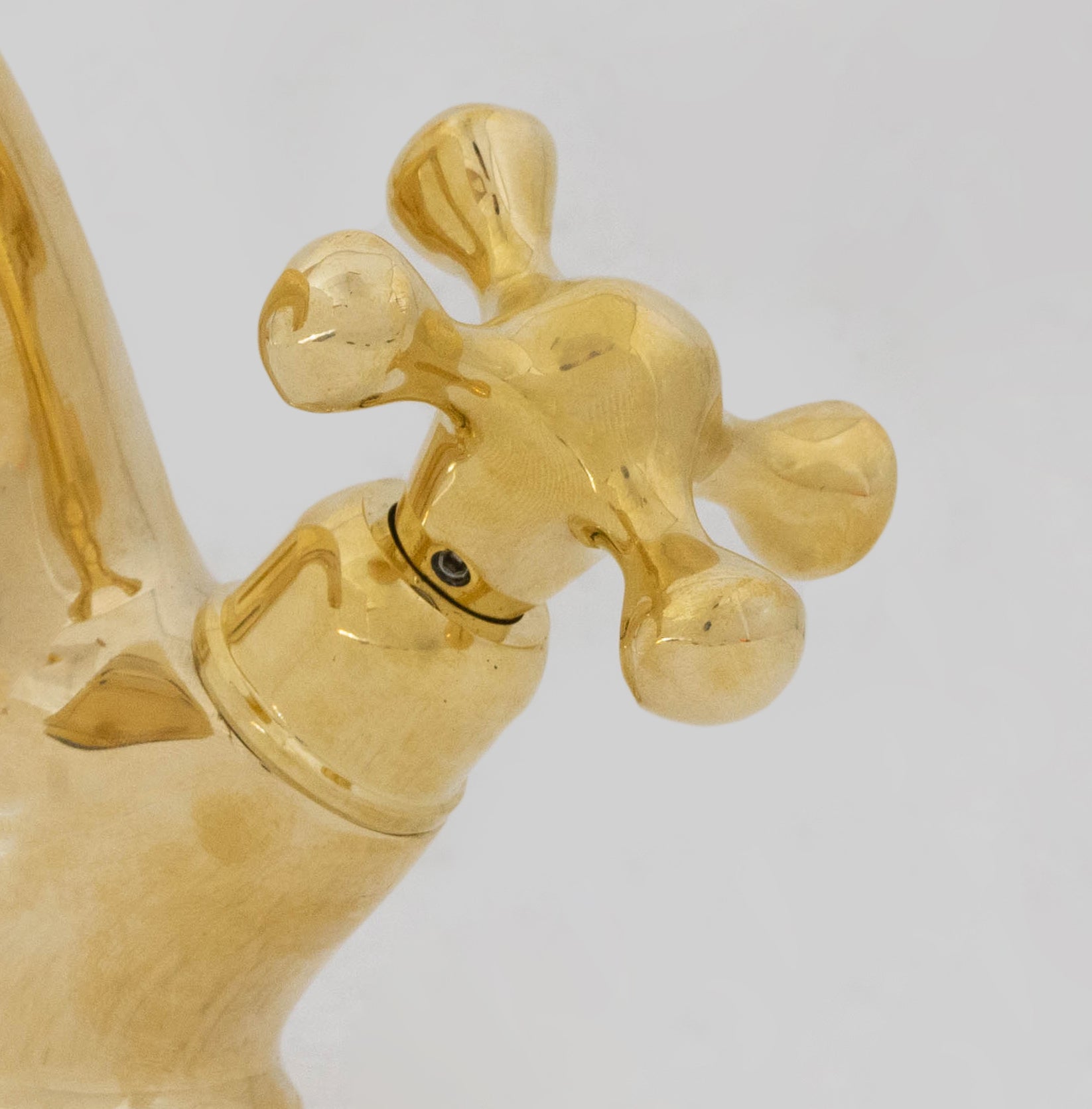 Single-Hole Unlacquered Brass Bathroom Sink Vanity Faucet with Double Simple Cross Handles