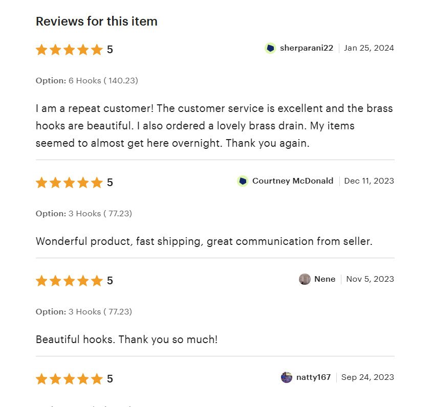 Single Hook solid Unlacquered Brass , Handmade Brass Hook, Coat Hook, Wall Hook - Insideast