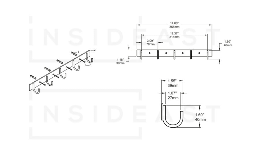 Solid Brass Coat Hooks Rack, Wall Mounted Hanger Hooks, Hallway Hooks