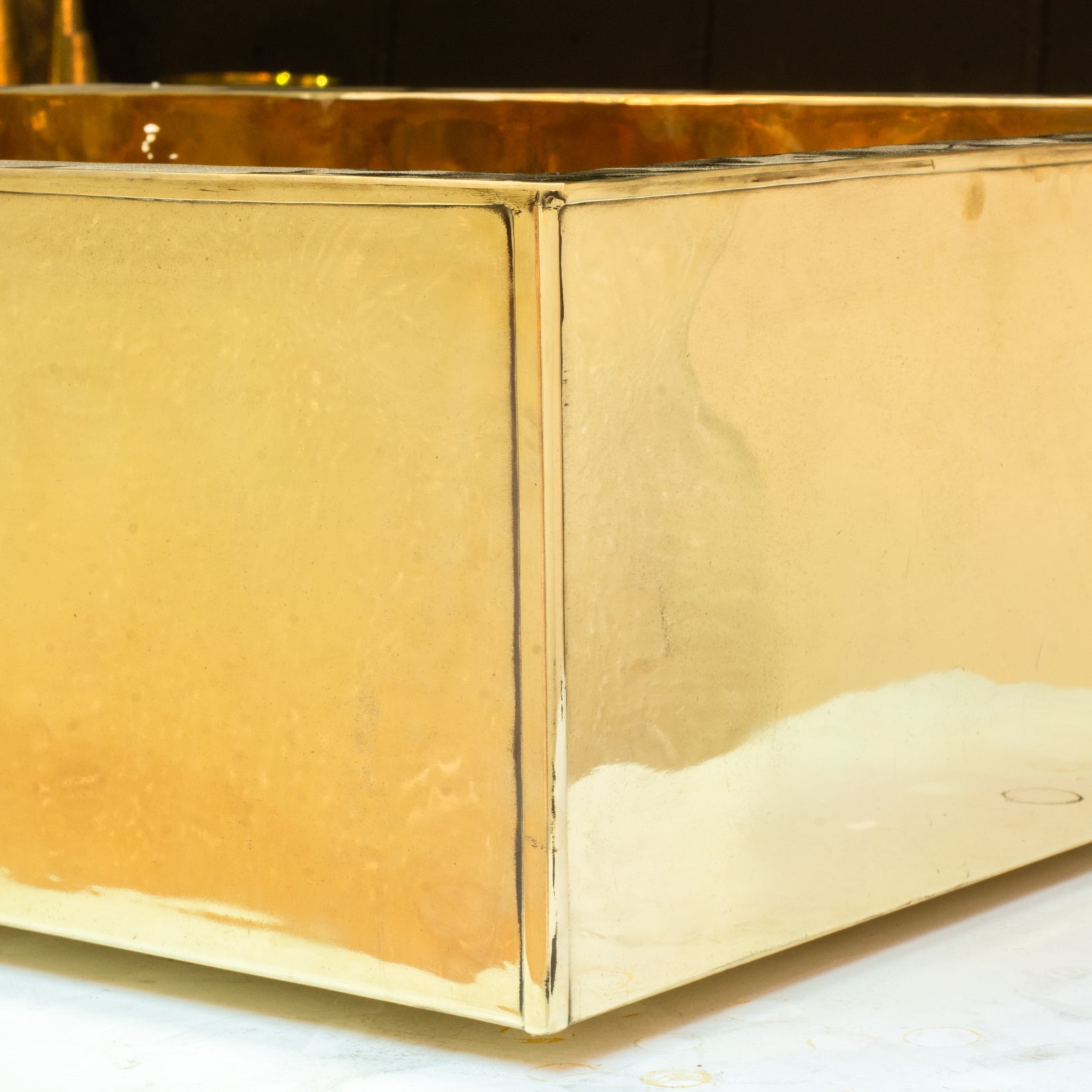 Smooth Unlacquered Brass Farmhouse Kitchen Sink | Double Drain - Insideast