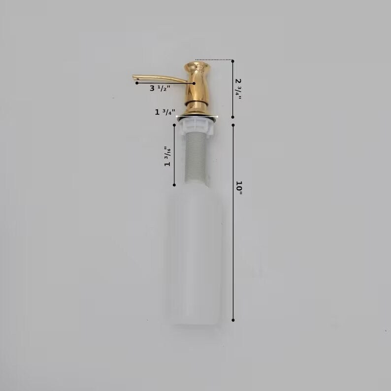 Soap Dispenser, Unlacquered Brass, Kitchen Sink Soap Dispenser