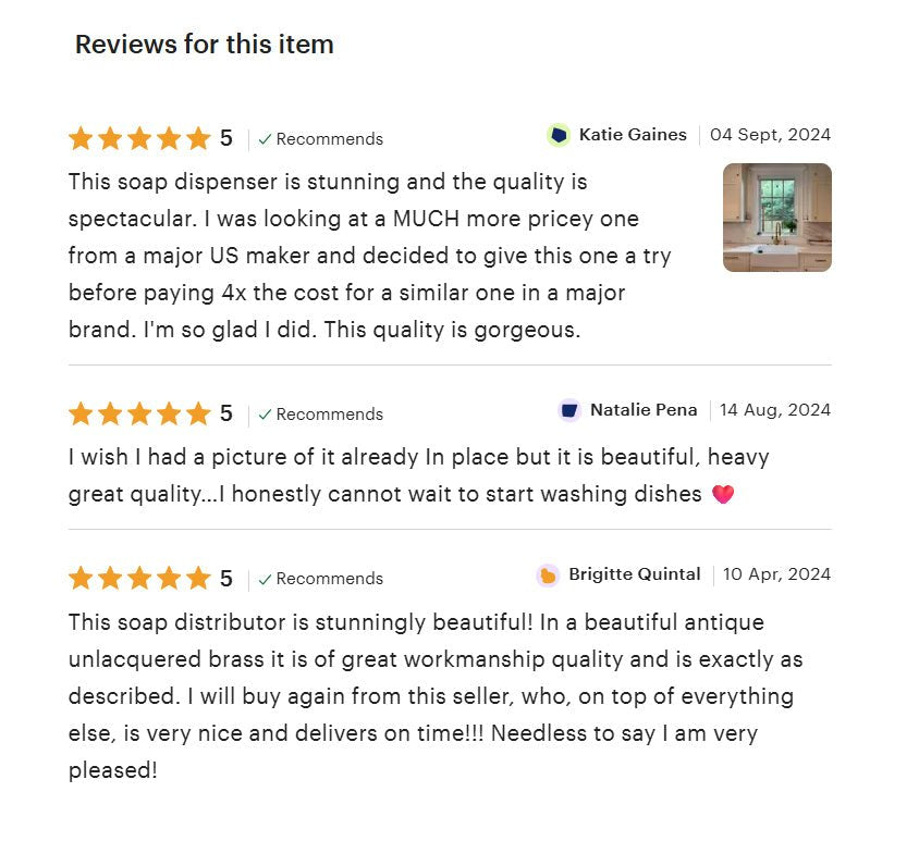 Soap Dispenser, Unlacquered Brass, Kitchen Sink Soap Dispenser - Insideast