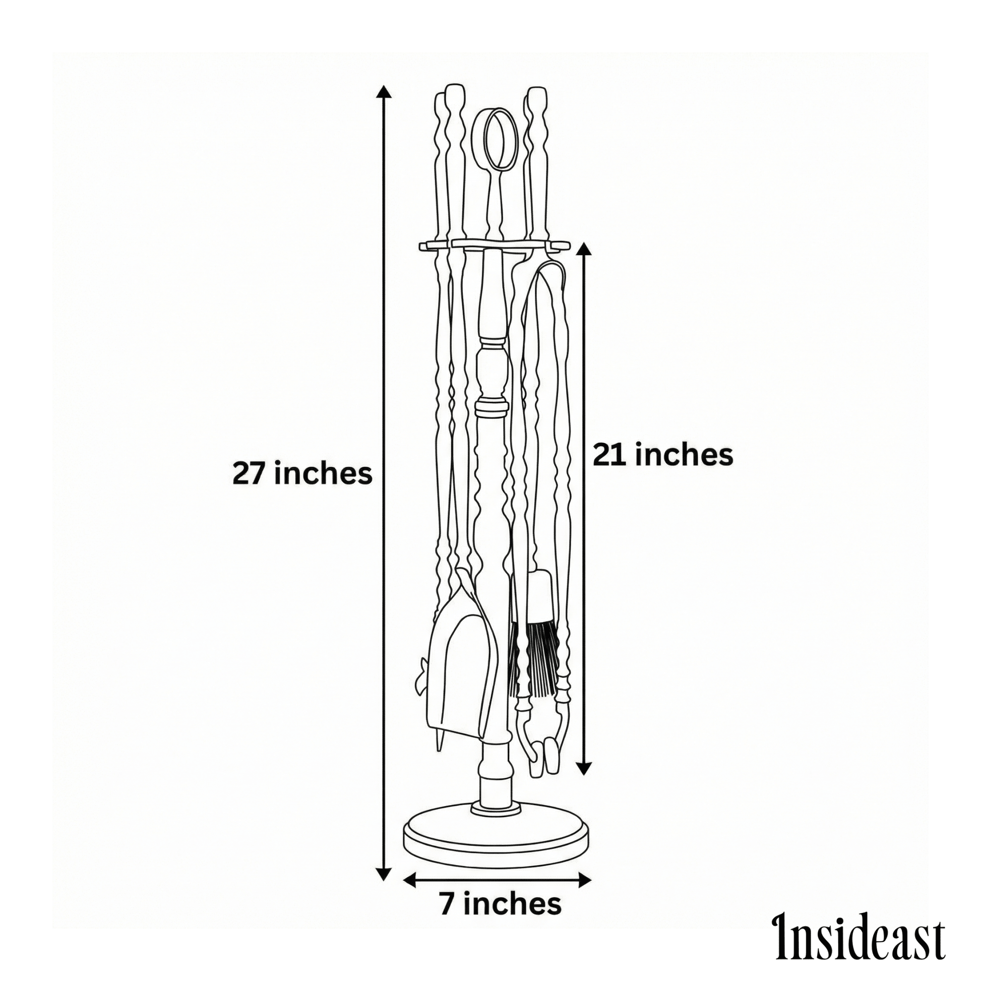 Solid Brass Black Fireplace Tools Set | Fire Tools Set Poker Tongs Shovel Broom - Insideast