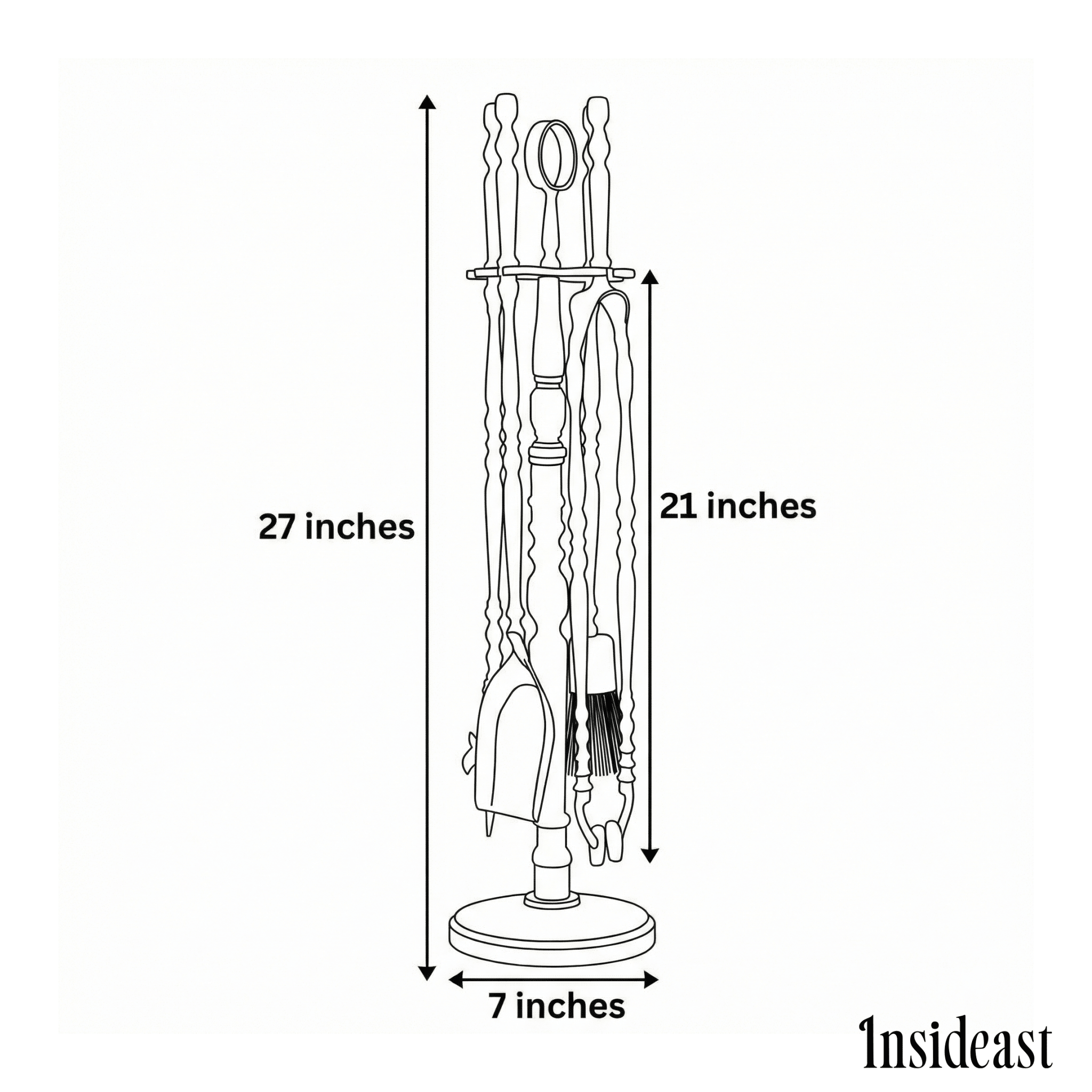 Solid Brass Black Fireplace Tools Set | Fire Tools Set Poker Tongs Shovel Broom - Insideast