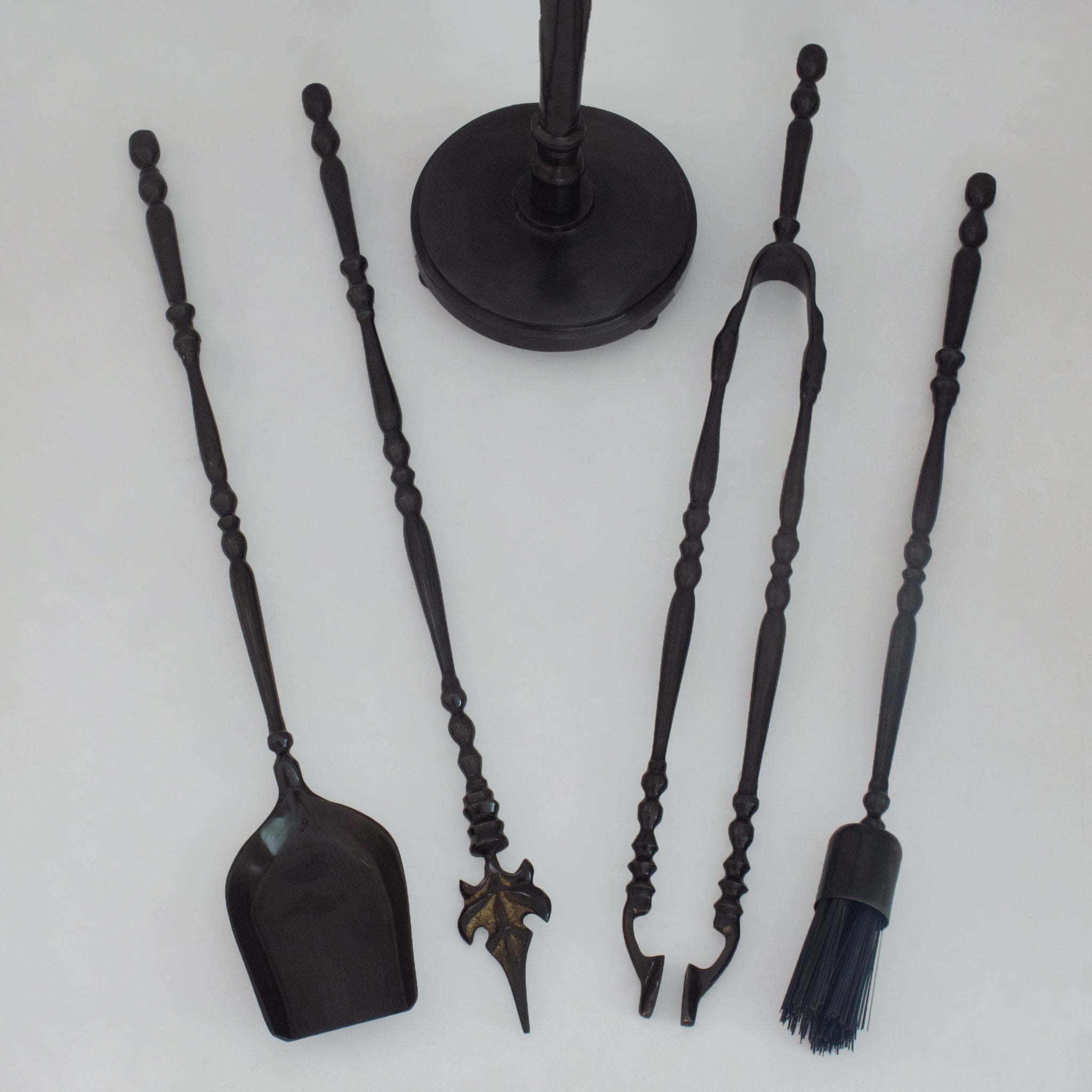 Solid Brass Black Fireplace Tools Set | Fire Tools Set Poker Tongs Shovel Broom - Insideast