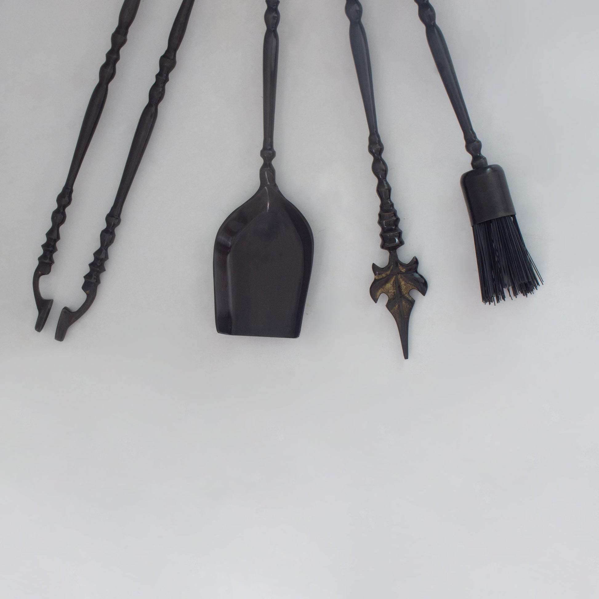 Solid Brass Black Fireplace Tools Set | Fire Tools Set Poker Tongs Shovel Broom - Insideast