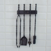 Solid Brass Black Wall - Mounted Fireplace Tool Set | Heavy Fire Tool Rack - Insideast