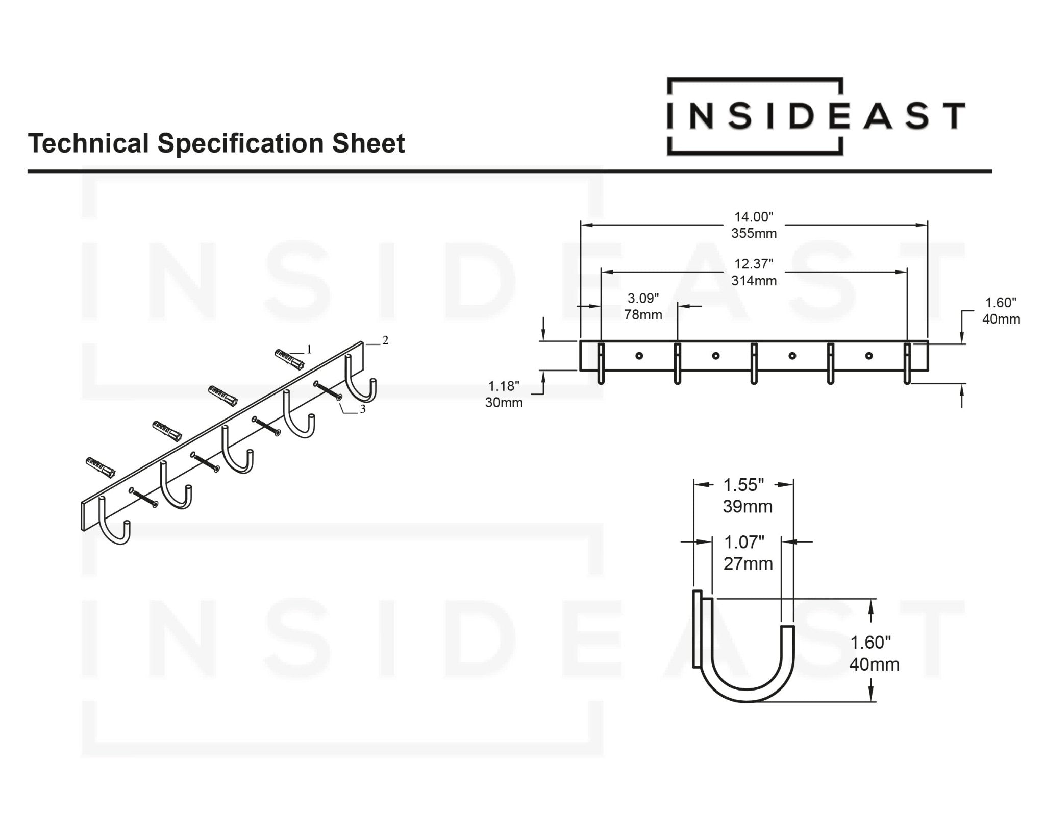 Solid Brass Coat Hooks Rack, Wall Mounted Hanger Hooks, Hallway Hooks - Insideast
