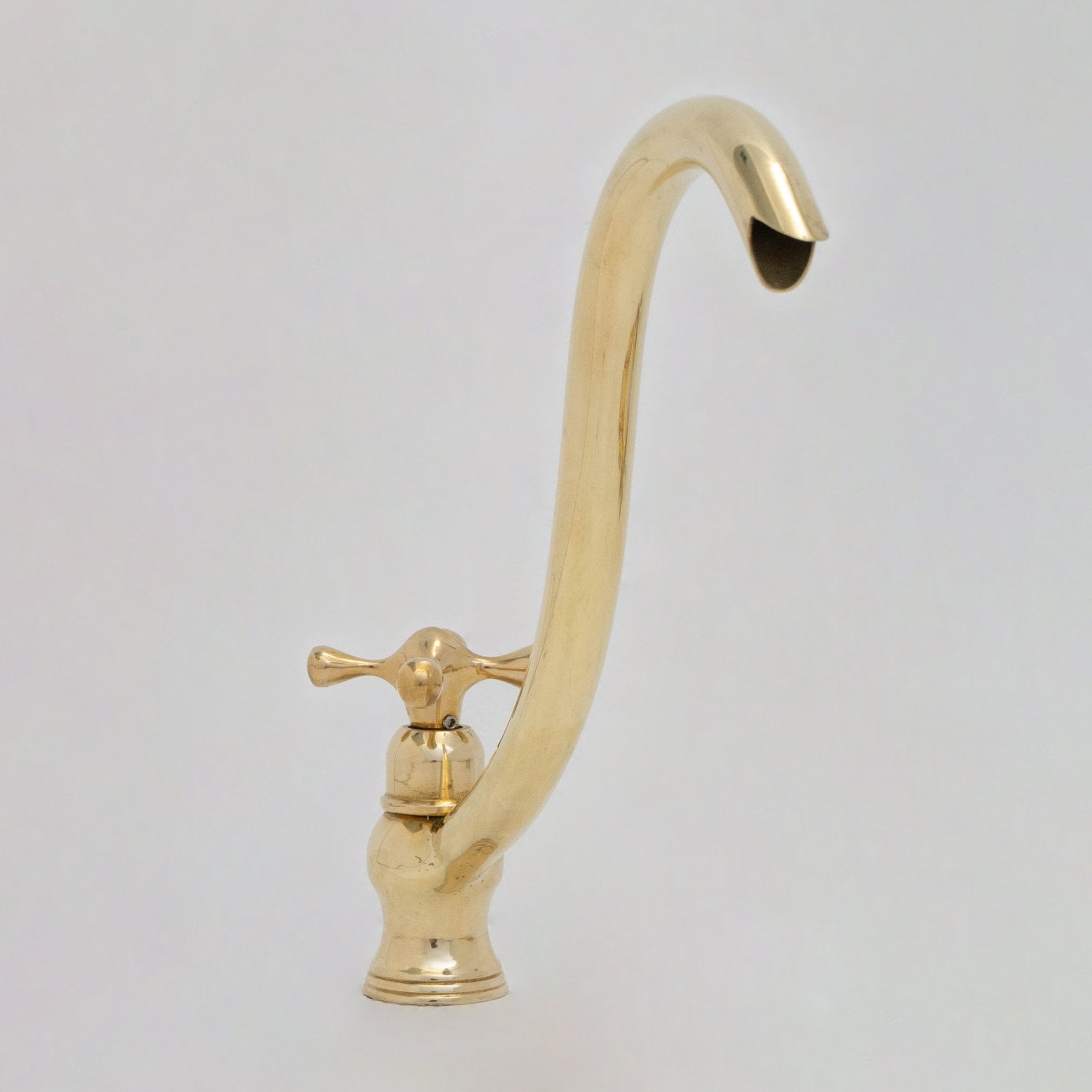 Solid Brass Cold Water Tap, Unlacquered Brass Faucet With Traditional Cross Handles - Insideast