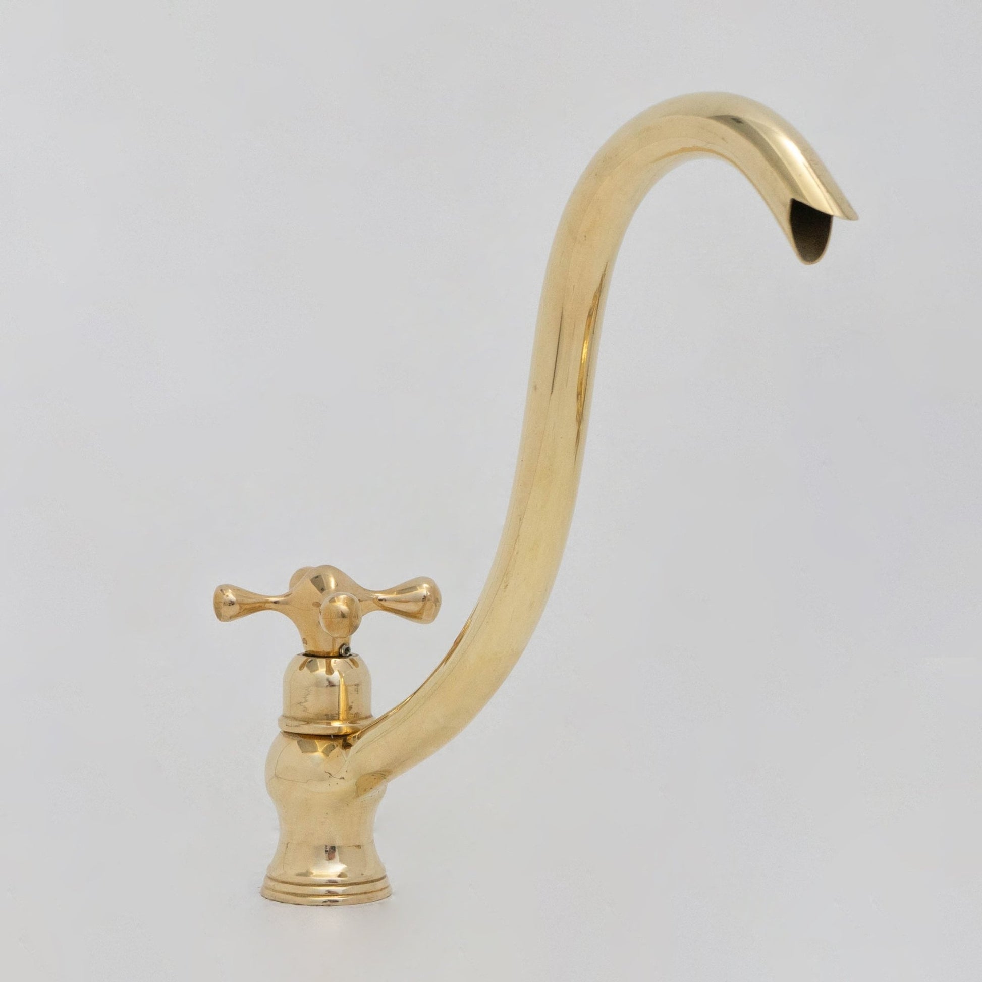Solid Brass Cold Water Tap, Unlacquered Brass Faucet With Traditional Cross Handles - Insideast