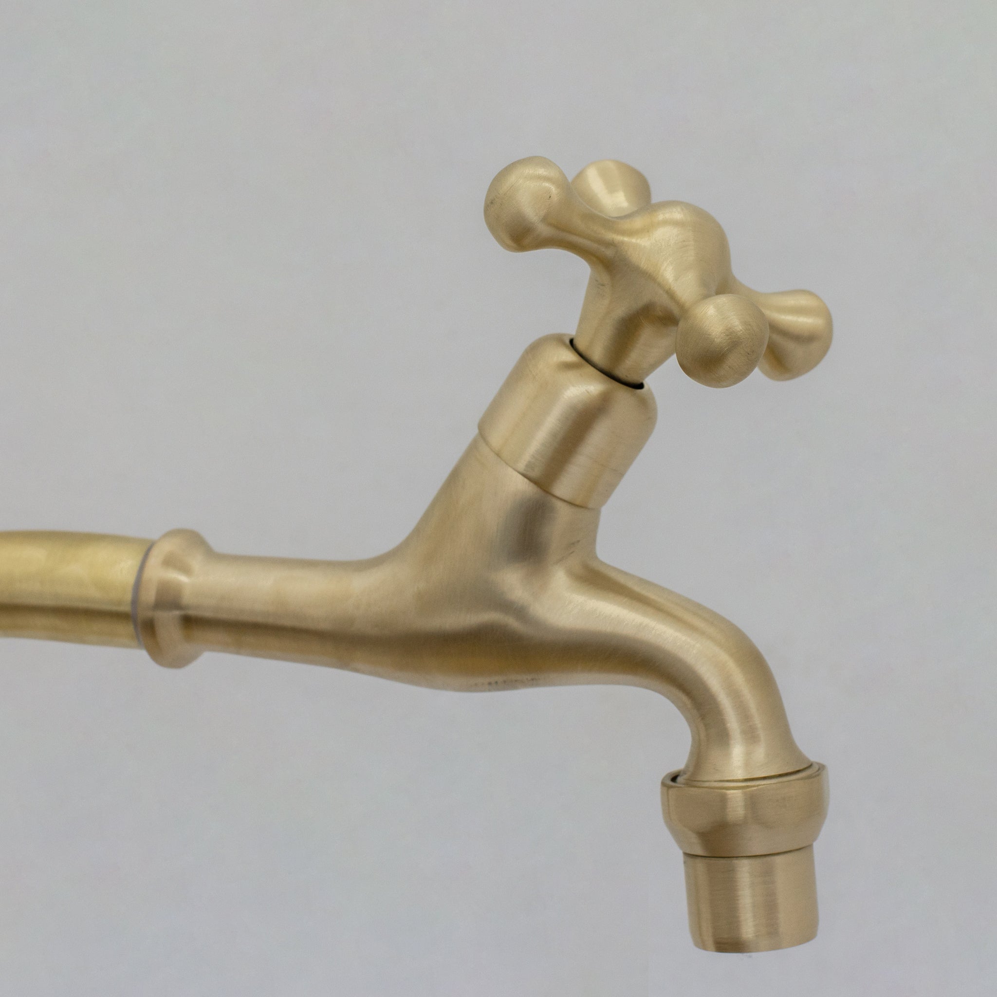 Solid Brass Deck - Mount Kitchen Bib Taps – Double Pillar Faucet Set for Hot & Cold Water - Insideast