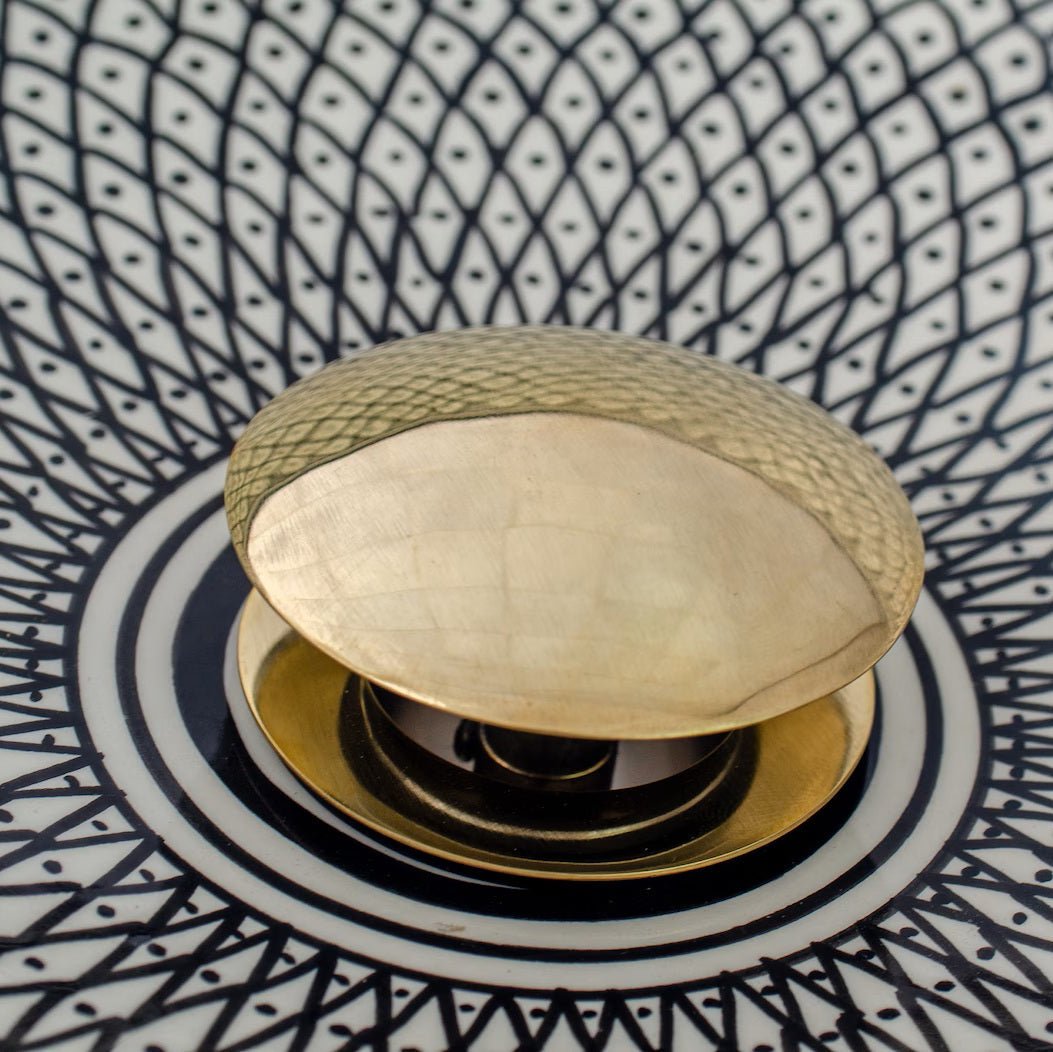 Solid Brass Drain, Push Up Button - Insideast