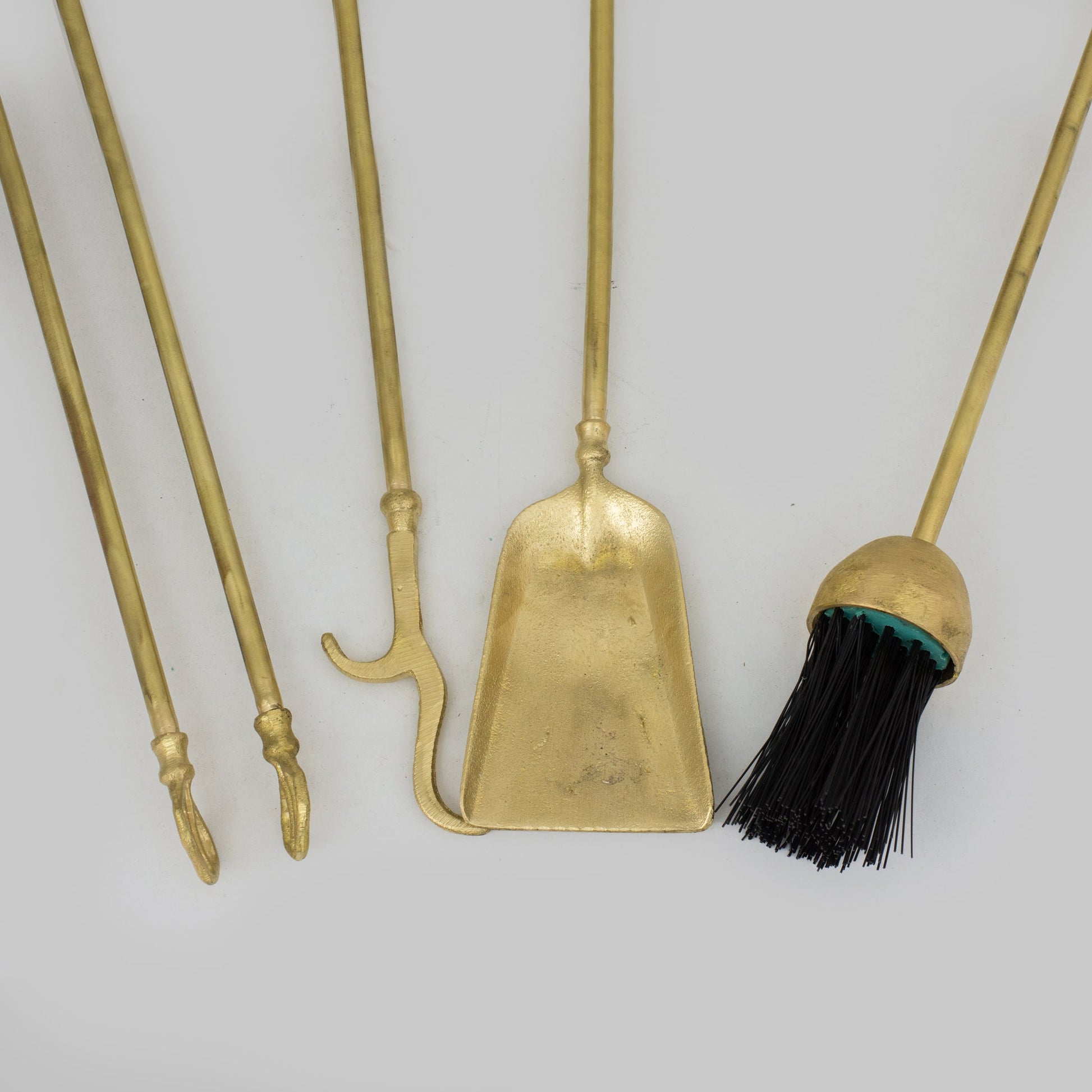 Solid Brass Fireplace Tools, Heavy Duty Fireside Set, Firewood Tongs With Stand - Insideast