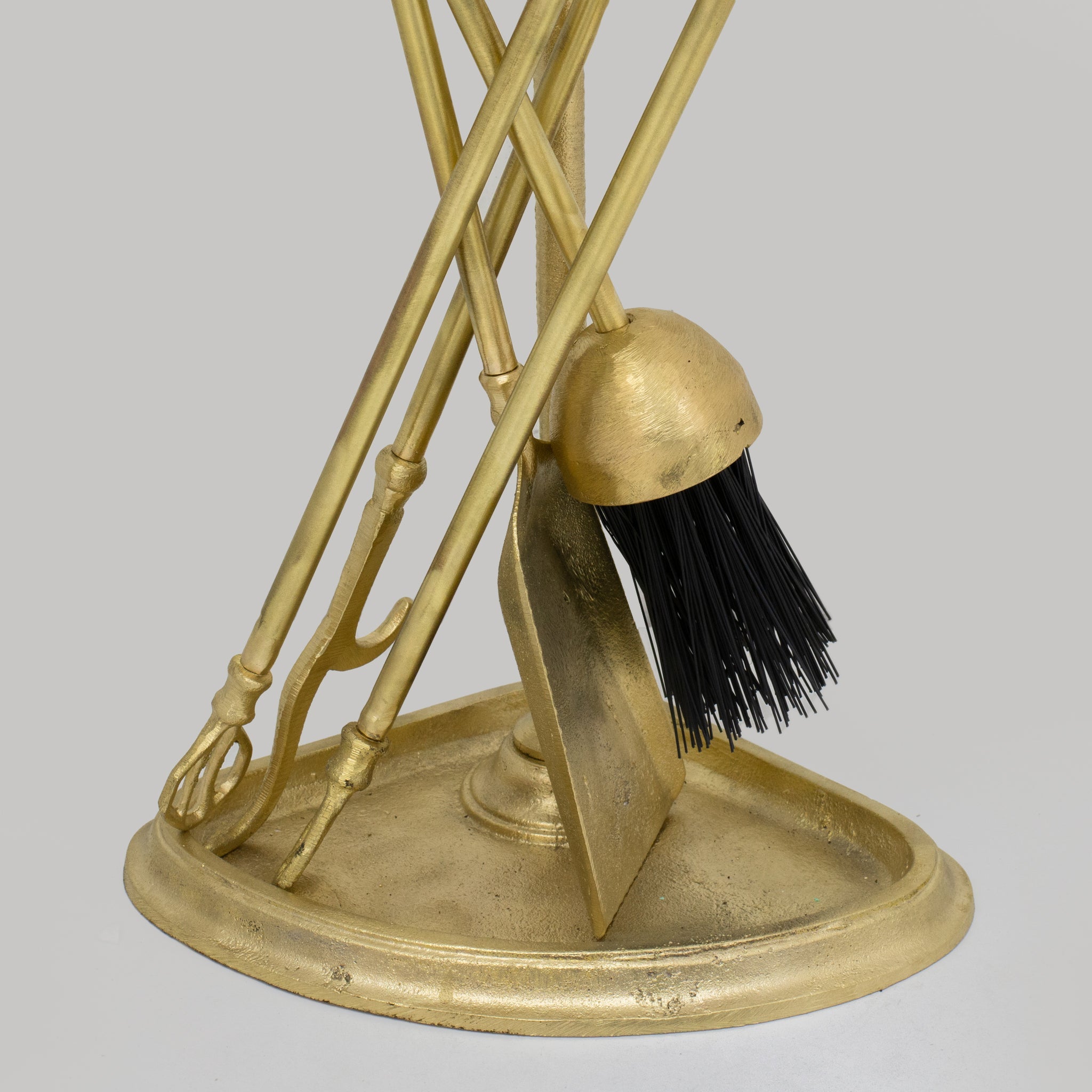 Solid Brass Fireplace Tools, Heavy Duty Fireside Set, Firewood Tongs With Stand - Insideast