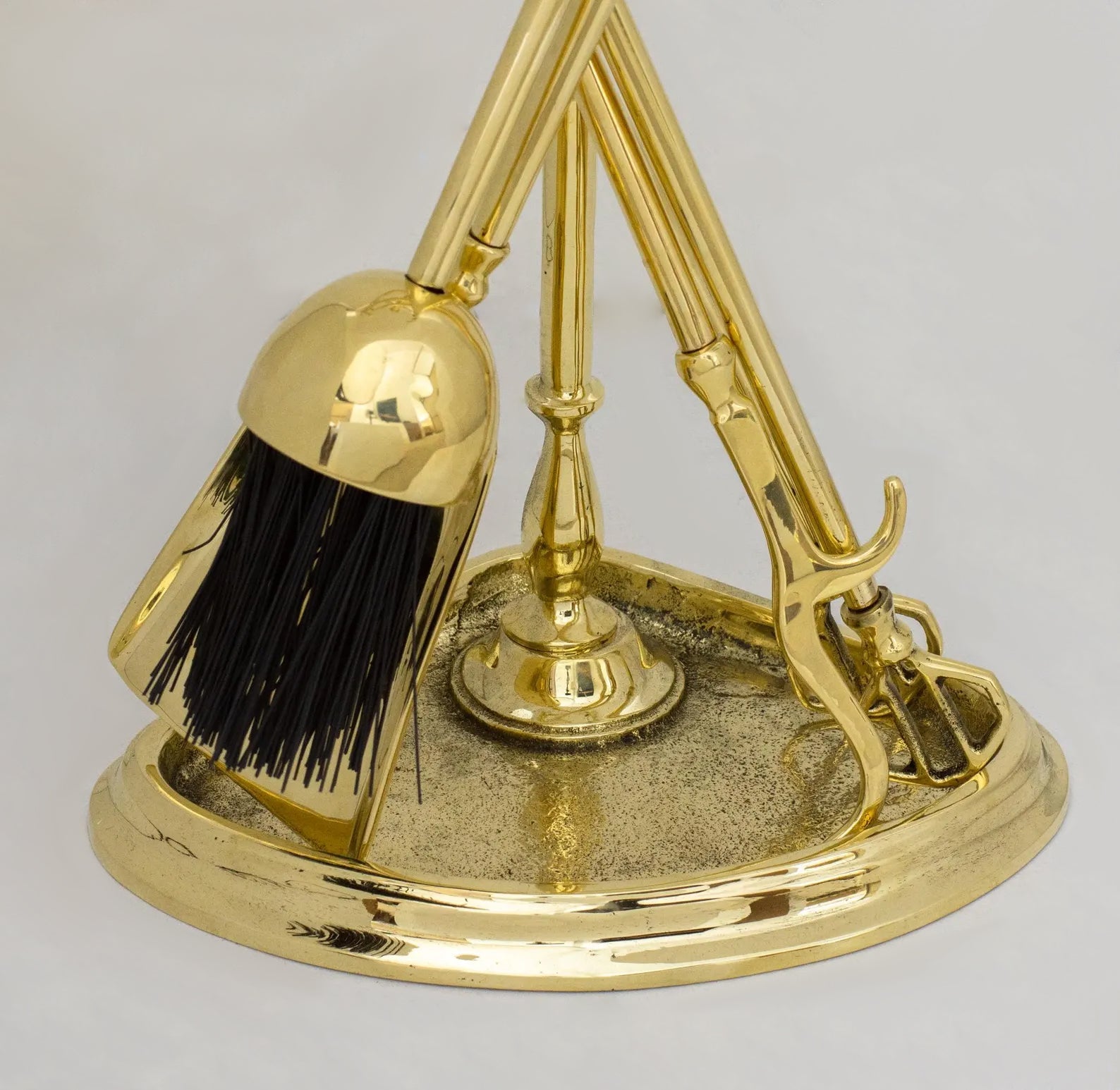 Solid Brass Fireplace Tools, Heavy Duty Fireside Set, Firewood Tongs With Stand - Insideast