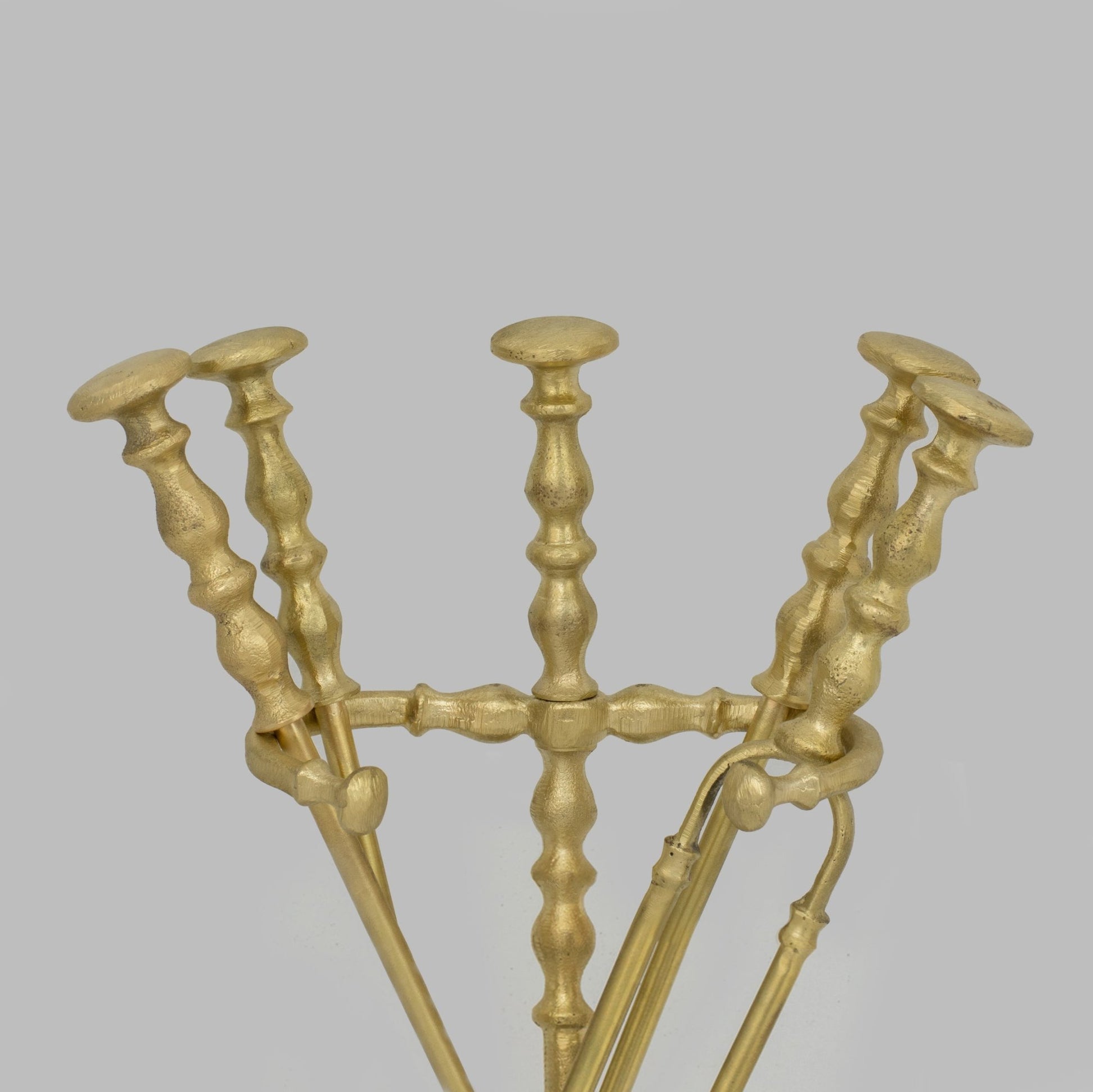 Solid Brass Fireplace Tools, Heavy Duty Fireside Set, Firewood Tongs With Stand - Insideast