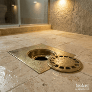 Solid Brass Floor Drain | Hammered Square Style Shower Drain - Insideast