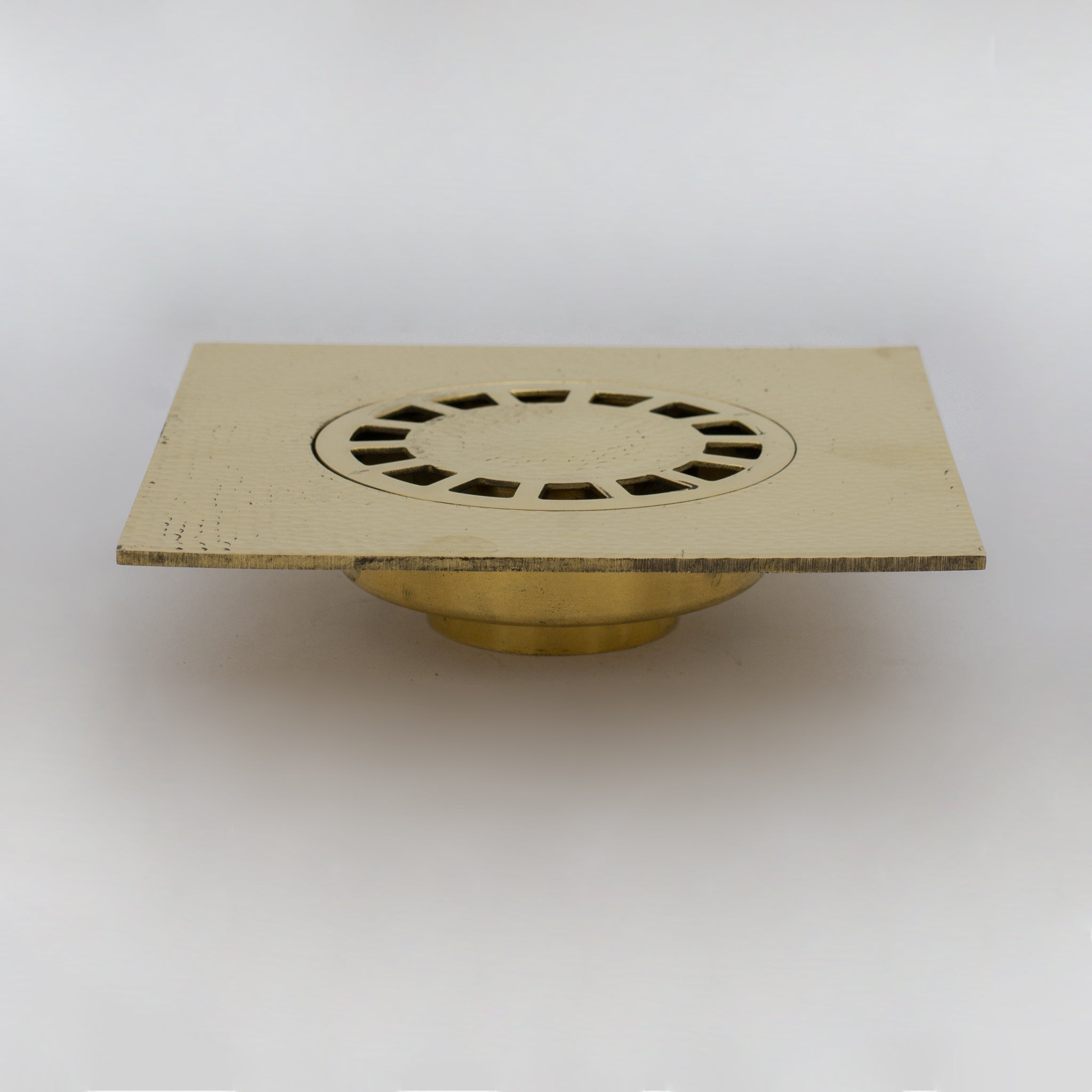 Solid Brass Floor Drain | Hammered Square Style Shower Drain - Insideast