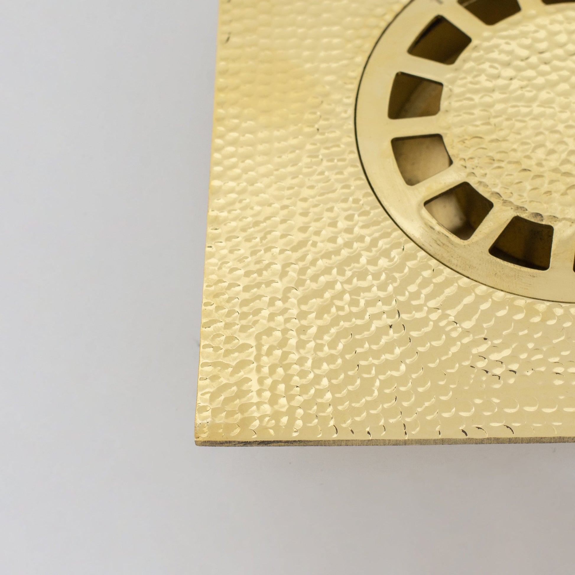 Solid Brass Floor Drain | Hammered Square Style Shower Drain - Insideast