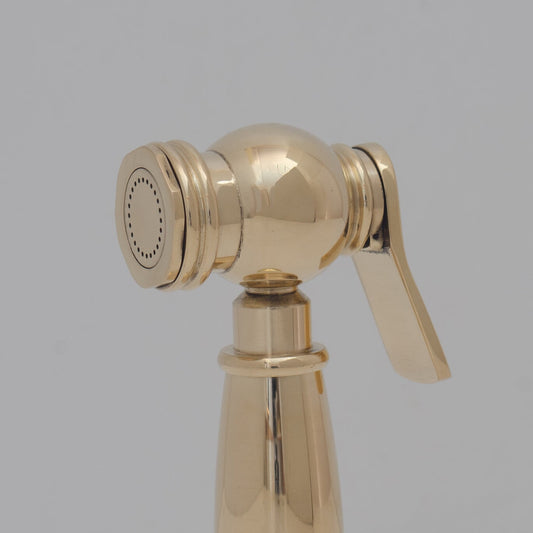Solid Brass Kitchen Hand Sprayer. Mixing Sprayer for Hot and Cold. Unlacquered Brass Side Sprayer ISF36