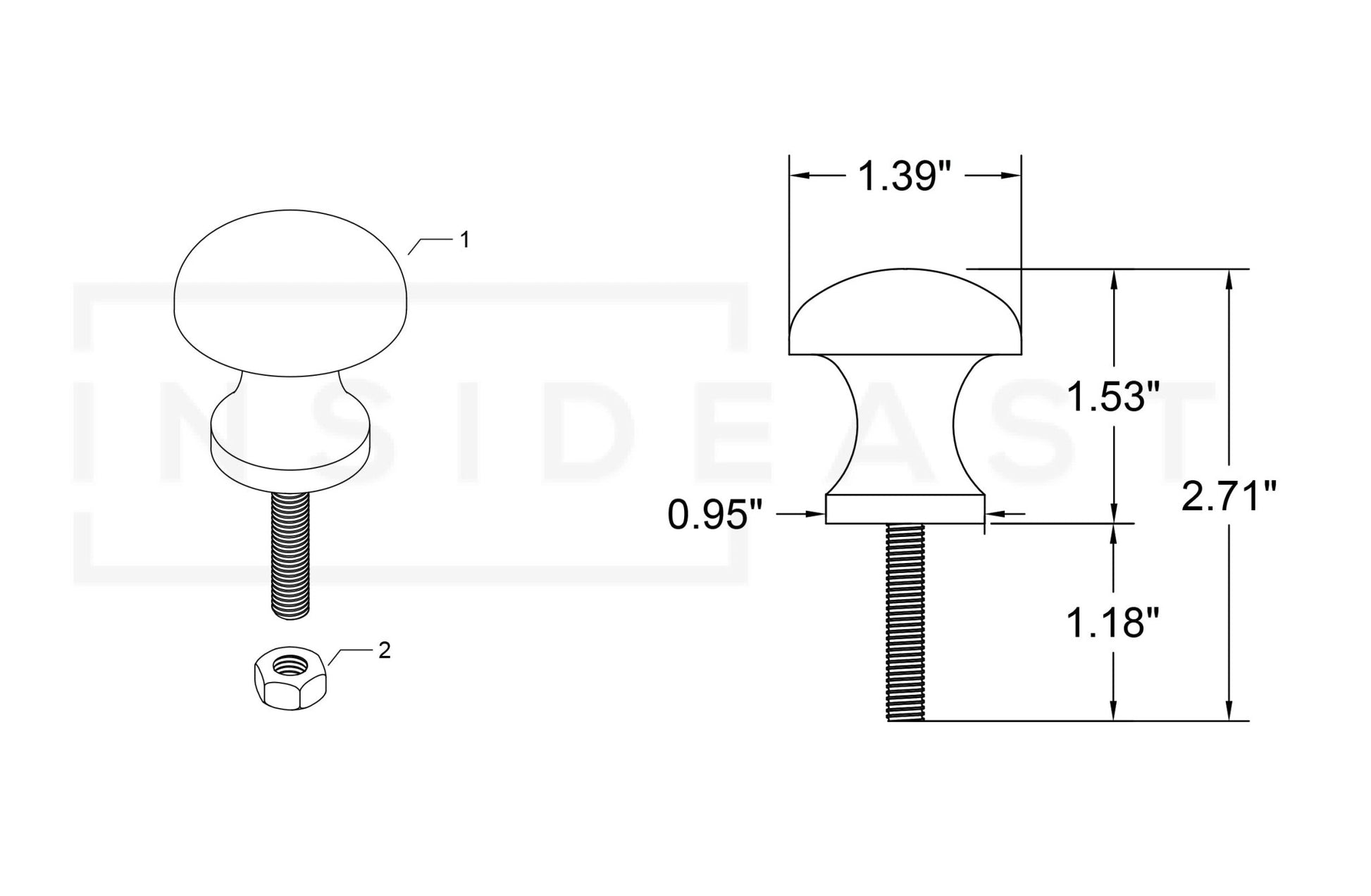 Solid Brass Round Knobs, Drawer Kitchen Knobs, Cabinet Knob - Insideast