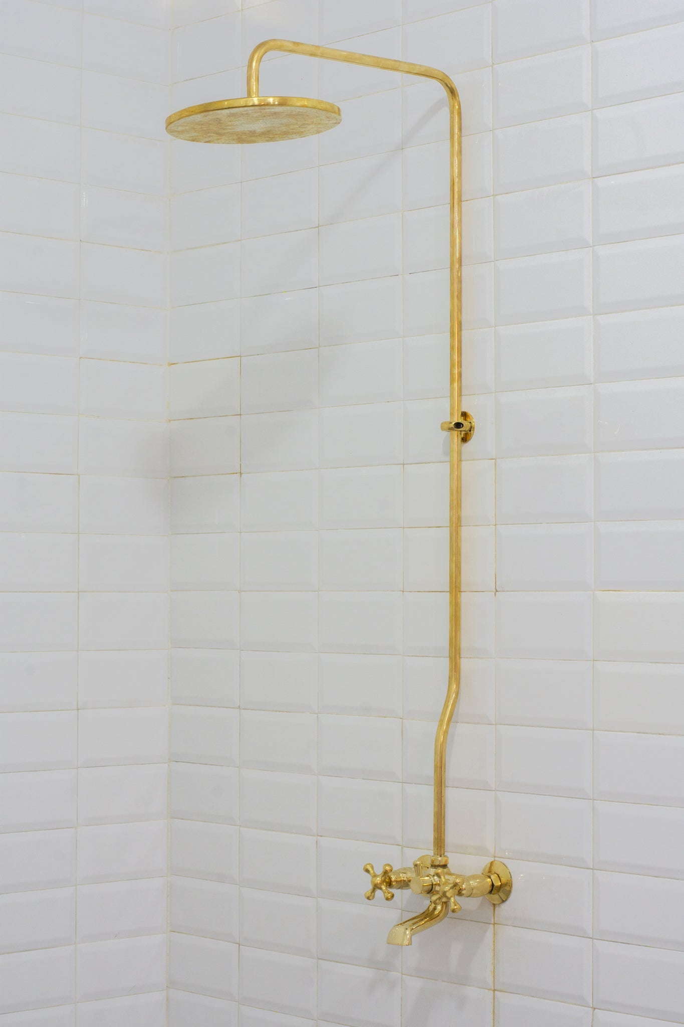 Solid Brass Shower System, Showerhead With Tub Filler, Rain Shower System, Exposed Pipe Tub Faucet - Insideast