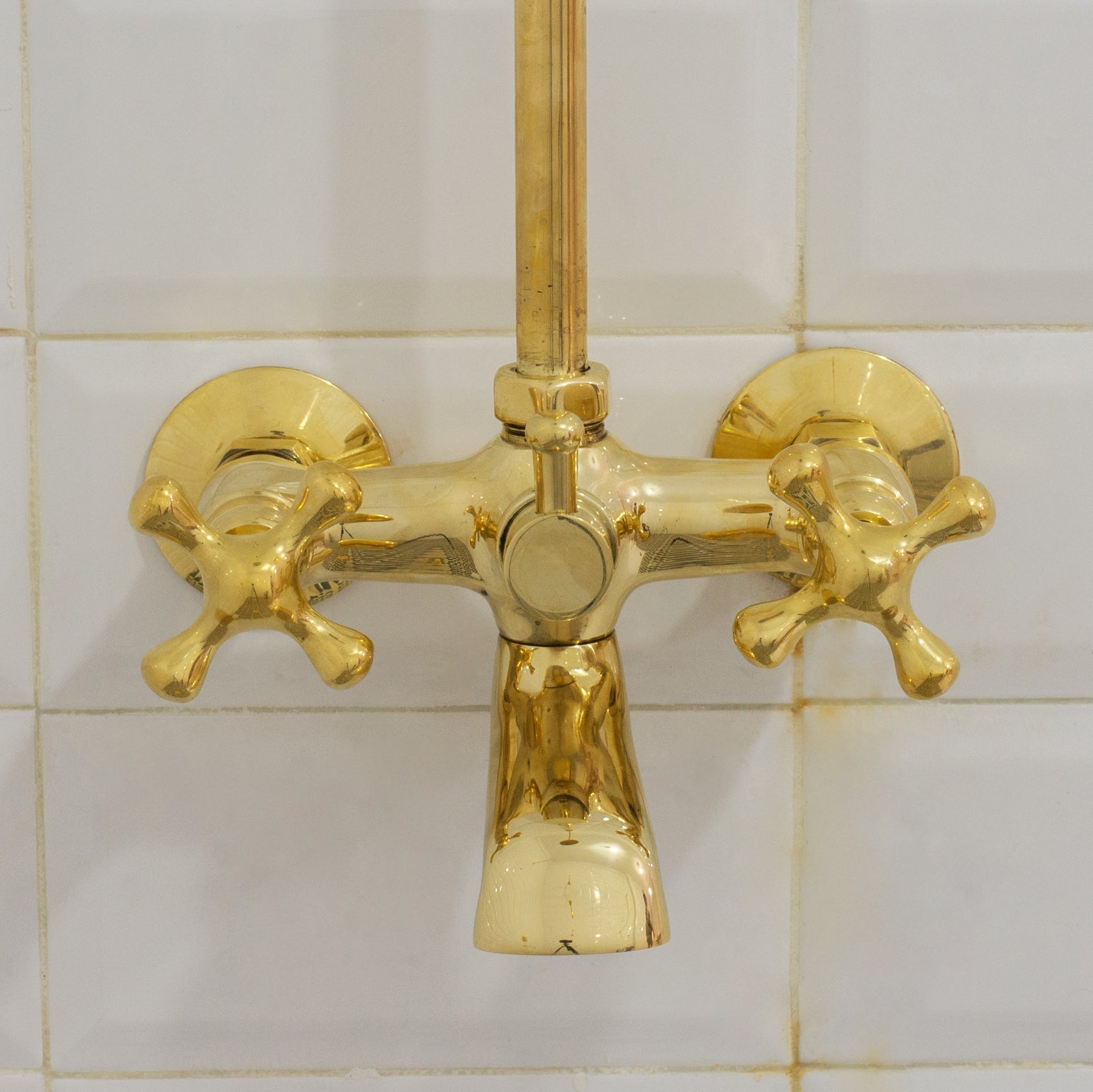 Solid Brass Shower System, Showerhead With Tub Filler, Rain Shower System, Exposed Pipe Tub Faucet - Insideast
