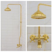 Solid Brass Shower System, Showerhead With Tub Filler, Rain Shower System, Exposed Pipe Tub Faucet - Insideast