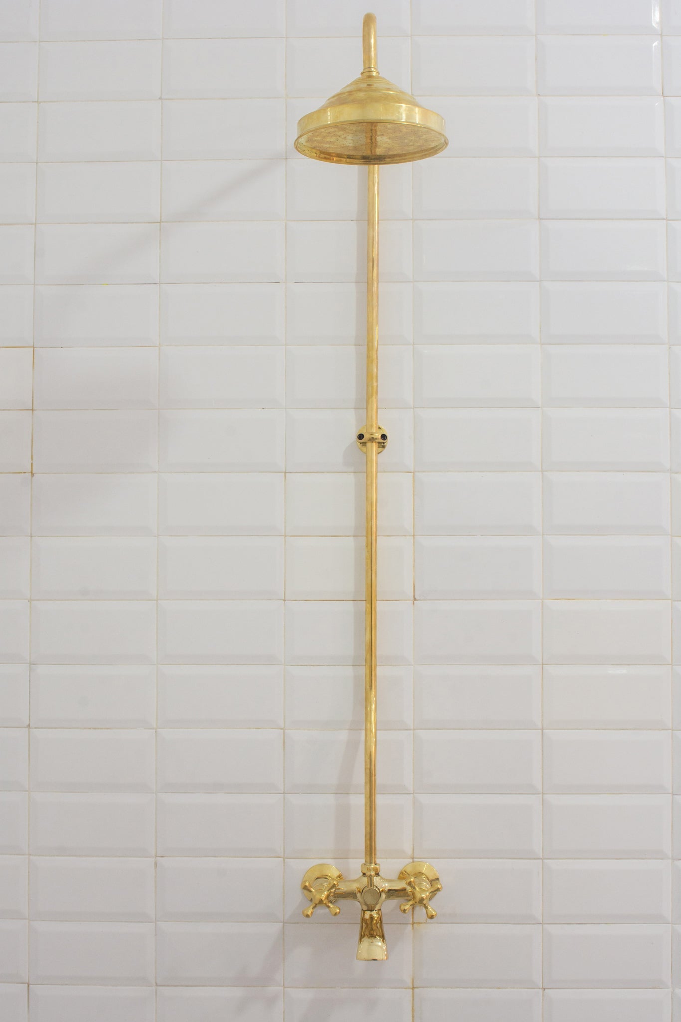 Solid Brass Shower System, Showerhead With Tub Filler, Rain Shower System, Exposed Pipe Tub Faucet - Insideast