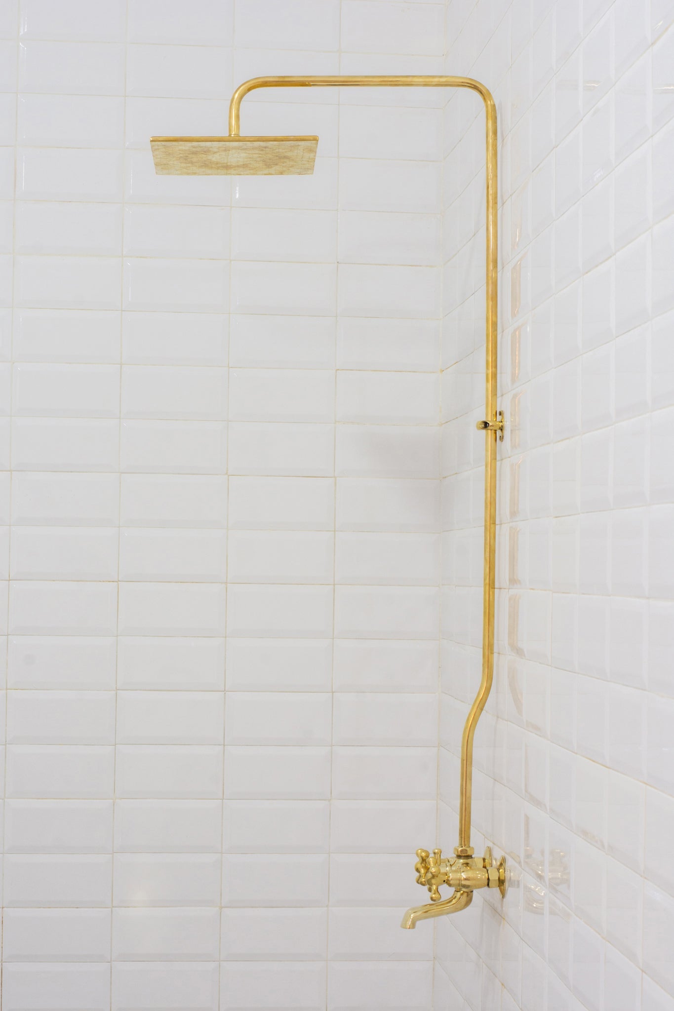 Solid Brass Shower System, Showerhead With Tub Filler, Rain Shower System, Exposed Pipe Tub Faucet - Insideast