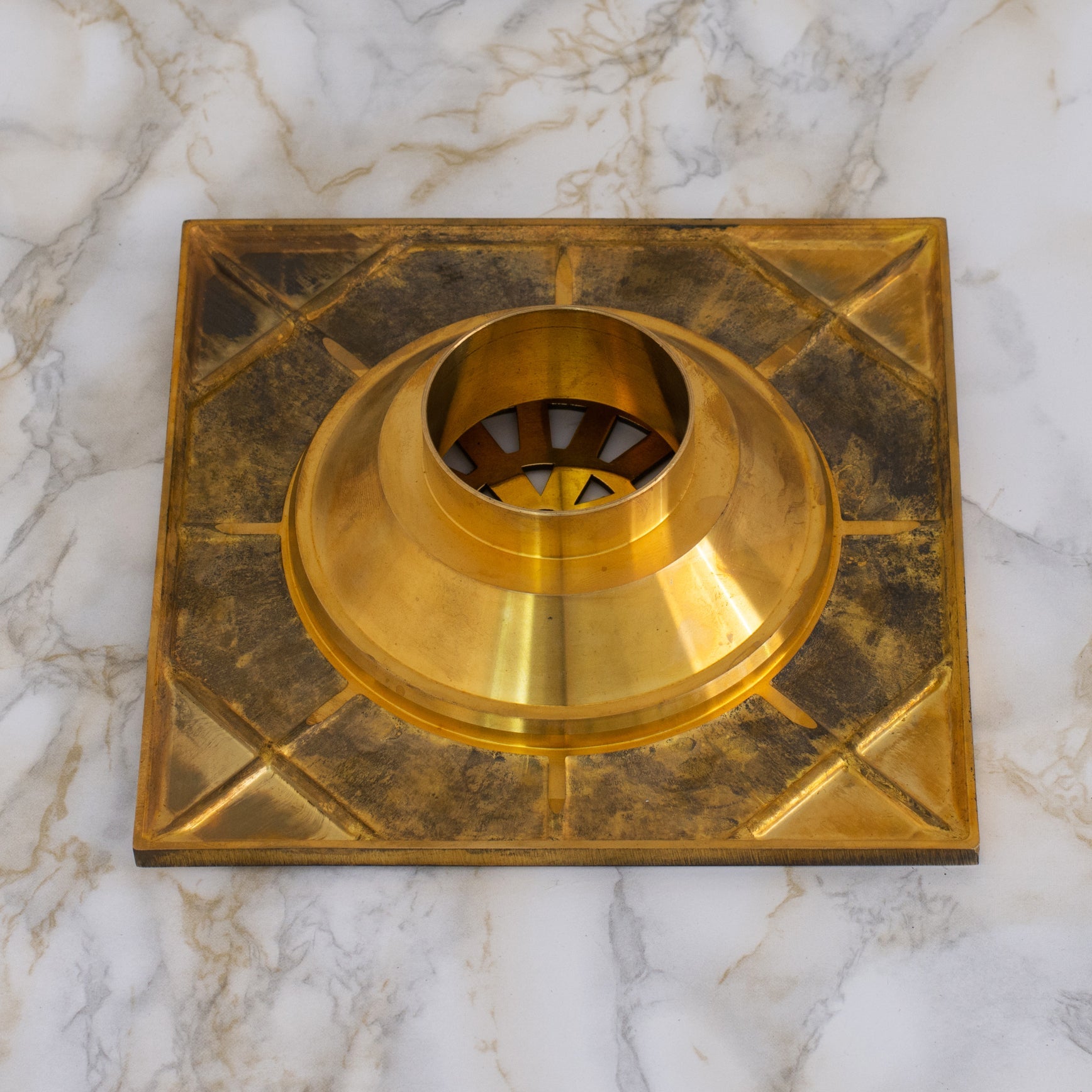 Solid Brass Smooth Floor Drain | Square Grate Shower Drain Cover - Insideast