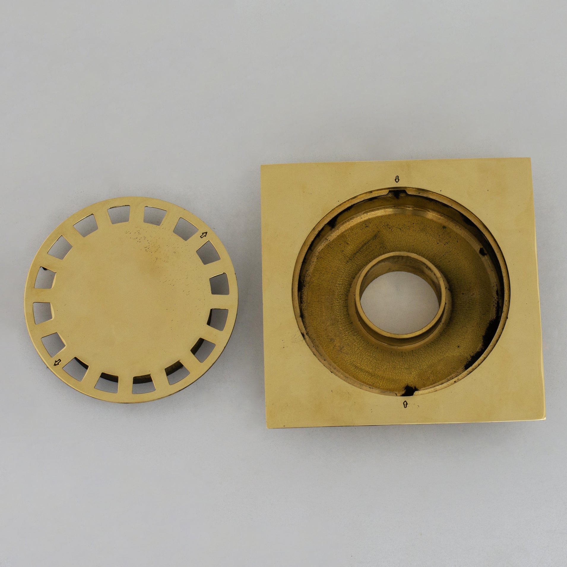 Solid Brass Square Floor Drain | Smooth Style | Unlacquered Shower Drain - Insideast