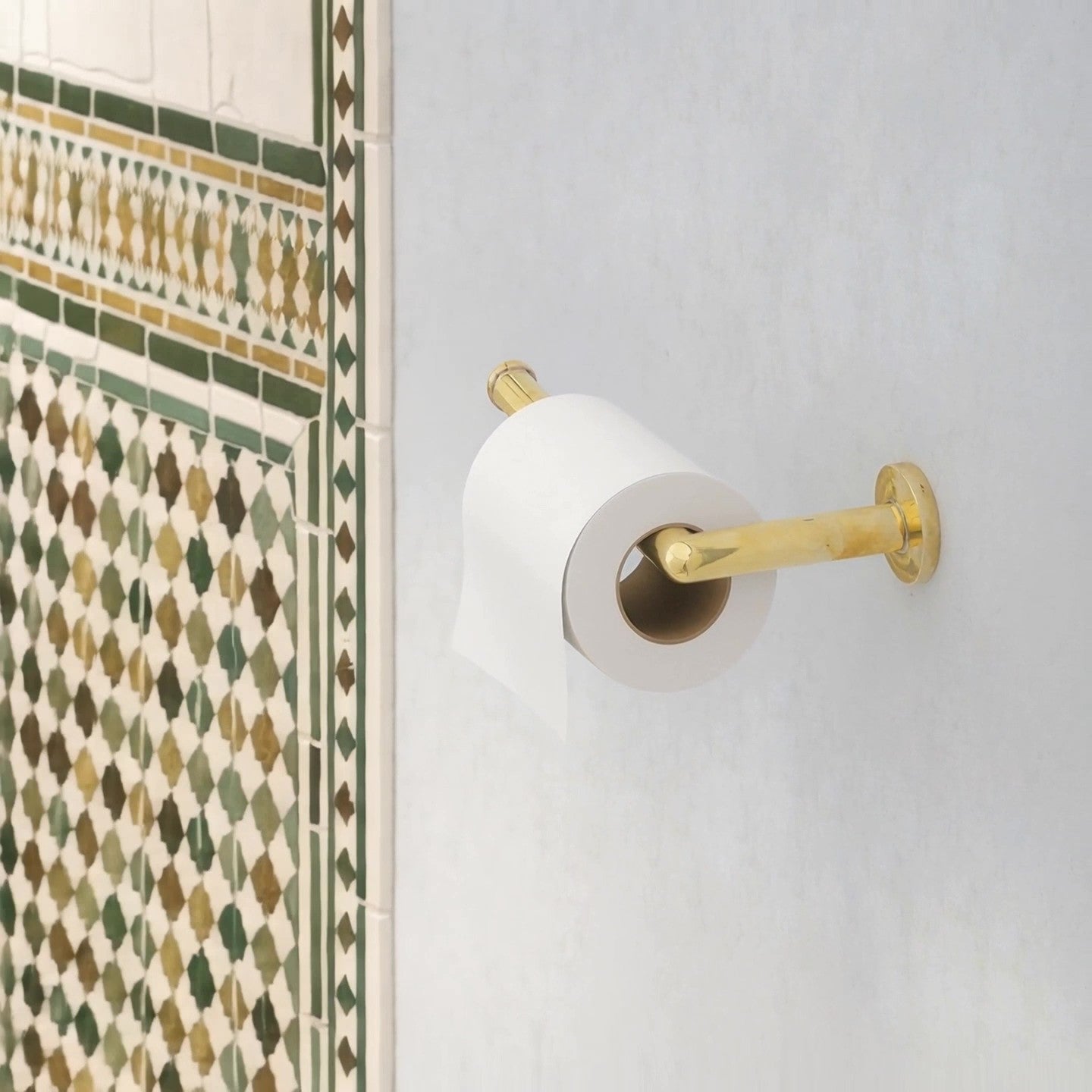 Solid Brass Toilet Paper Holder, Handcrafted Powder Room Roll Holder - Insideast