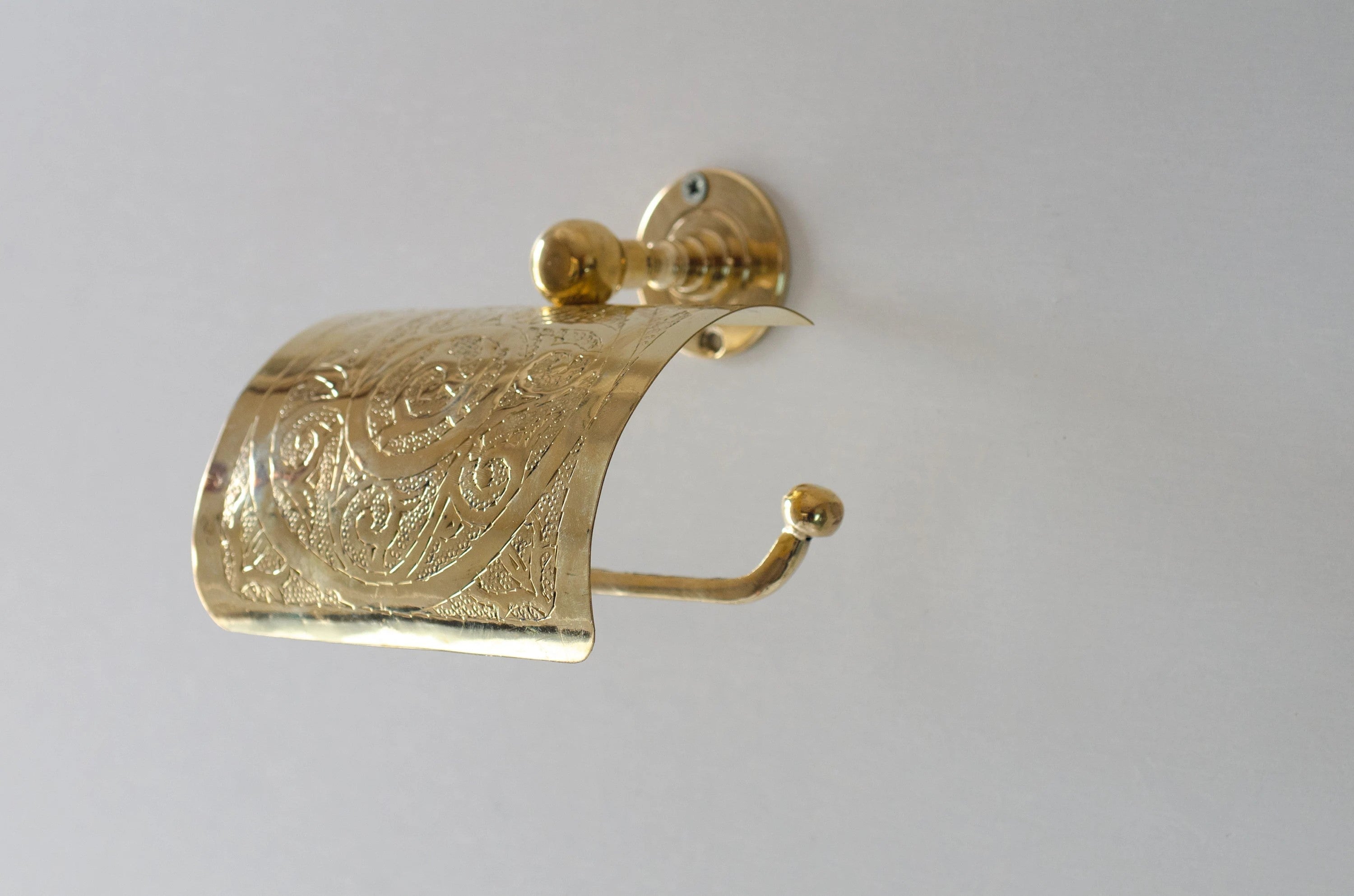 Solid Brass Toilet Paper Holder, Handcrafted Powder Room Roll Holder