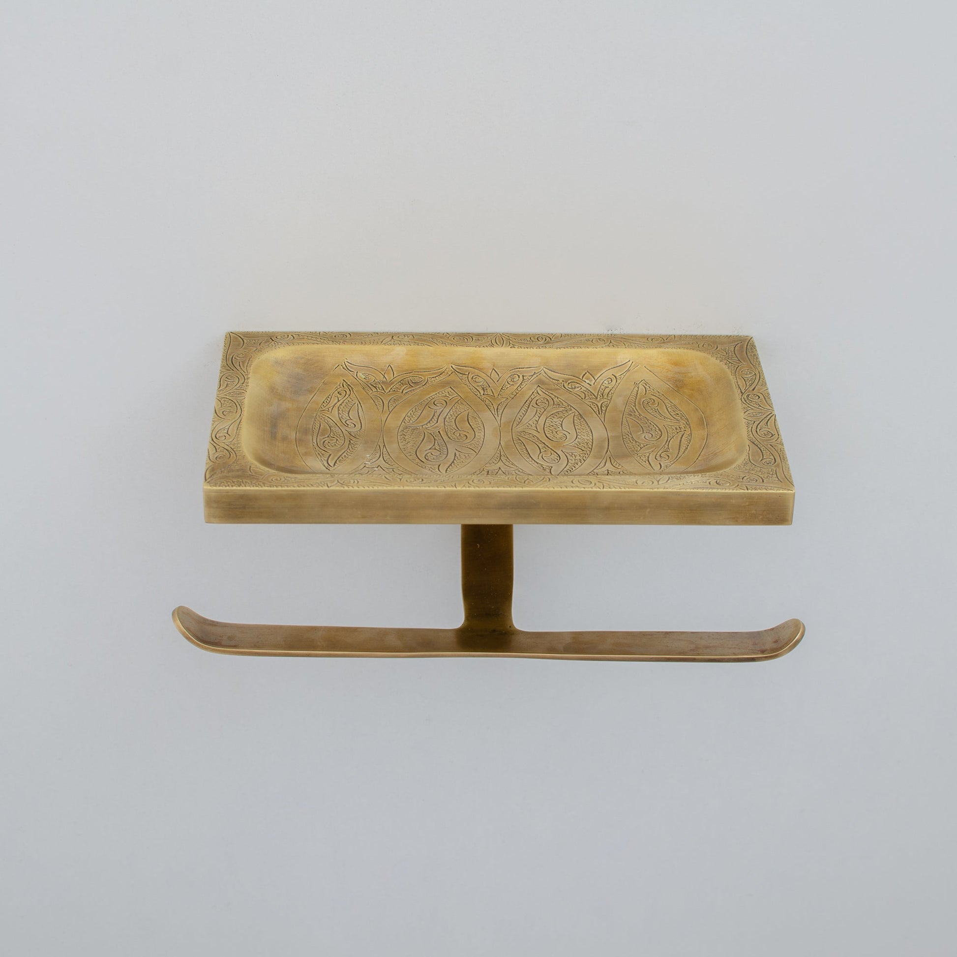 Solid Brass Toilet Paper Holder With Shelf | Powder Room Roll Holder - Insideast