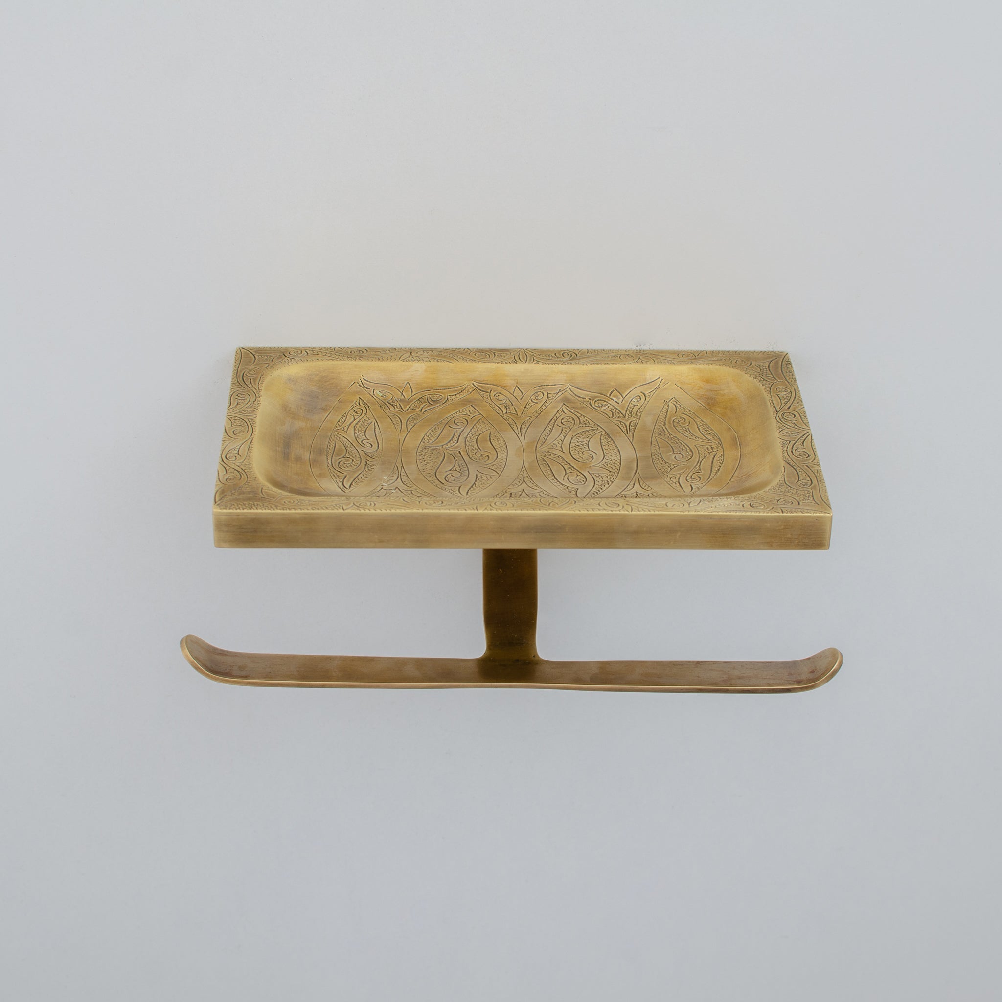 Solid Brass Toilet Paper Holder With Shelf | Powder Room Roll Holder - Insideast