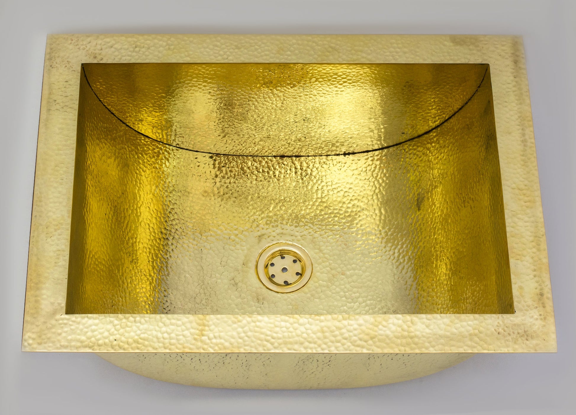 Solid Brass Undermount Bathroom Sink, Hammered Drop - in Vanity Sink With 3 - Hole Waterfall Faucet, Undermount Deep Curved Basin - Insideast